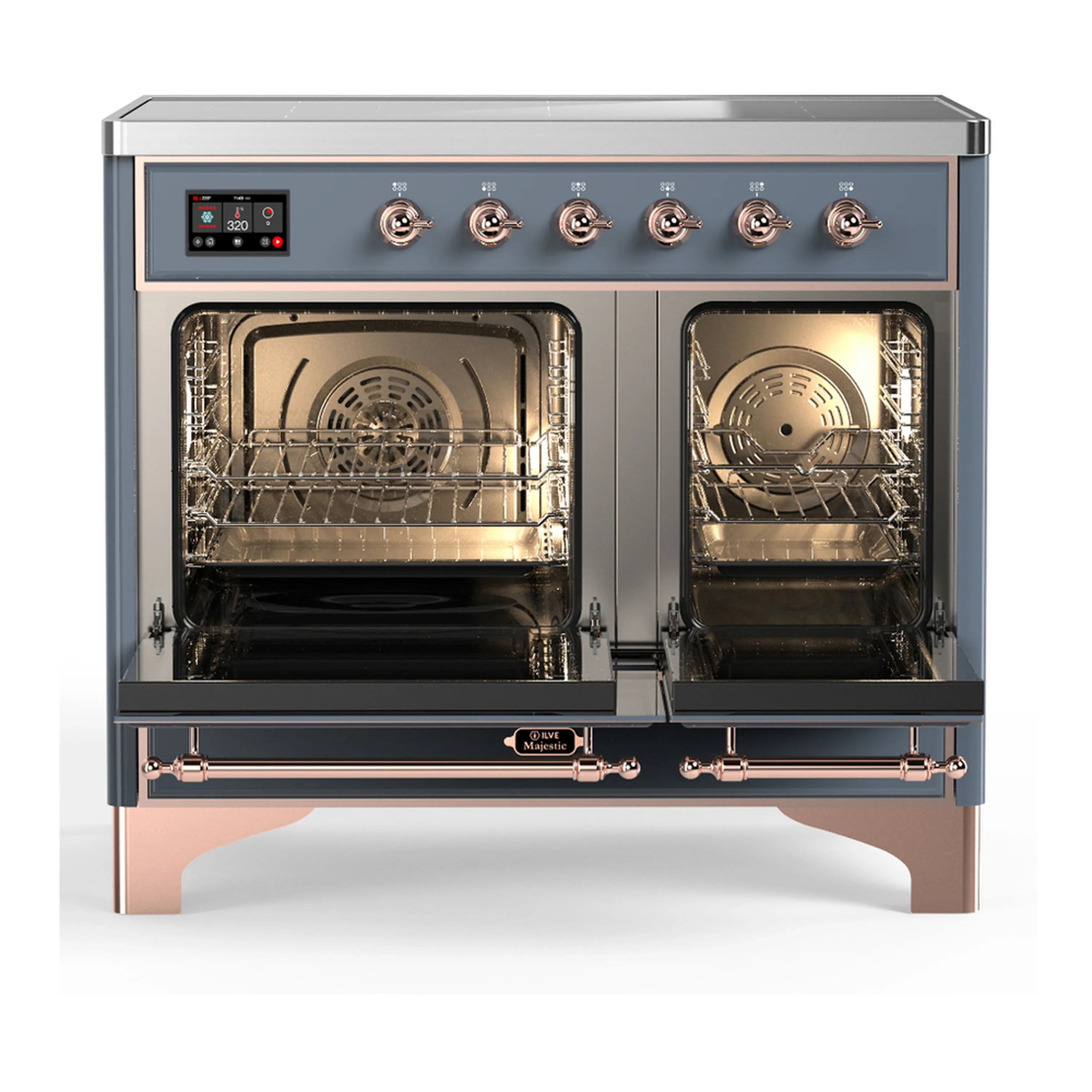 ILVE Majestic III 40-Inch Induction Range with 6 Induction Elements and Solid Door Electric Oven in Blue Grey with Copper Trim (UMDIB40QNR3BGP) - Image 6