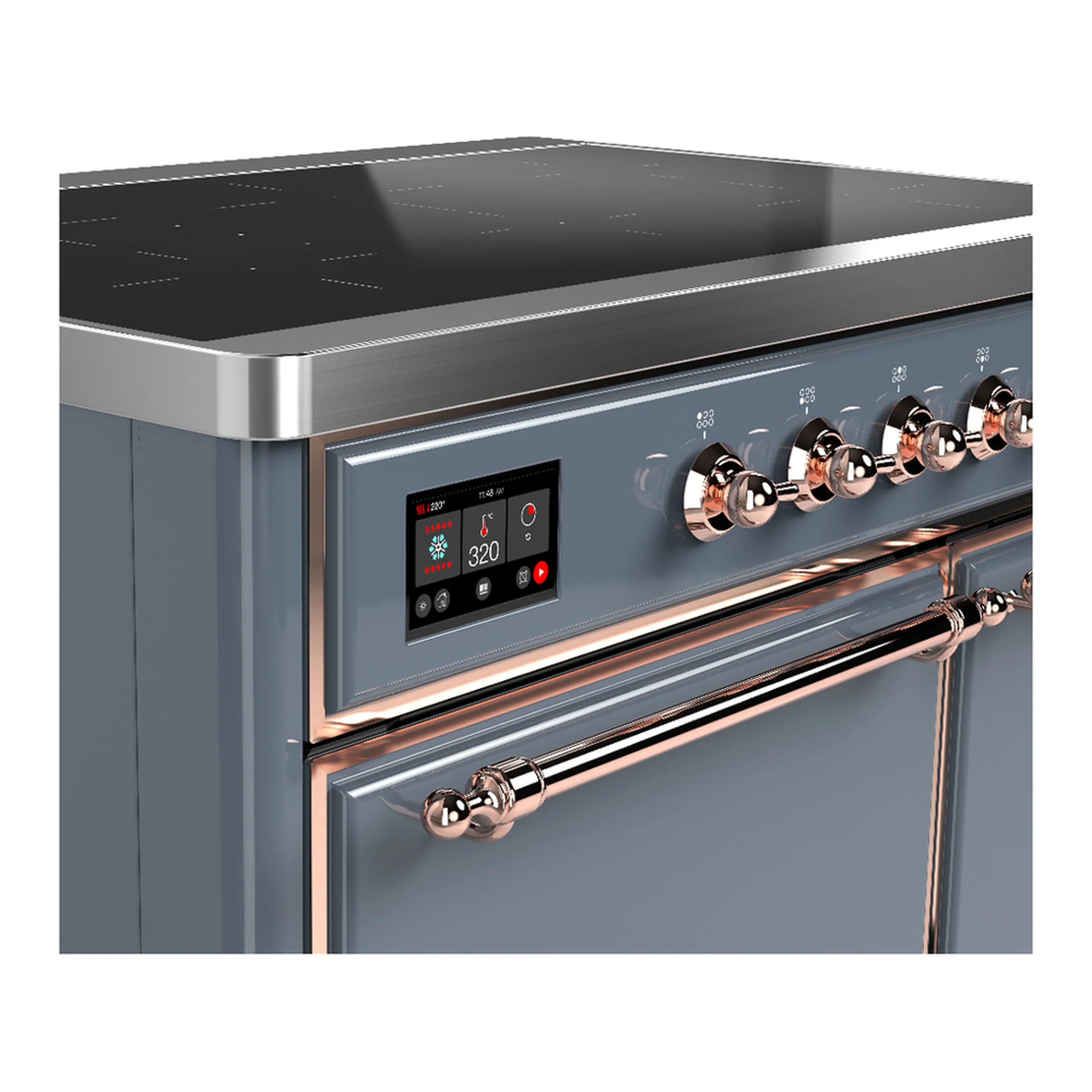 ILVE Majestic III 40-Inch Induction Range with 6 Induction Elements and Solid Door Electric Oven in Blue Grey with Copper Trim (UMDIB40QNR3BGP) - Image 7