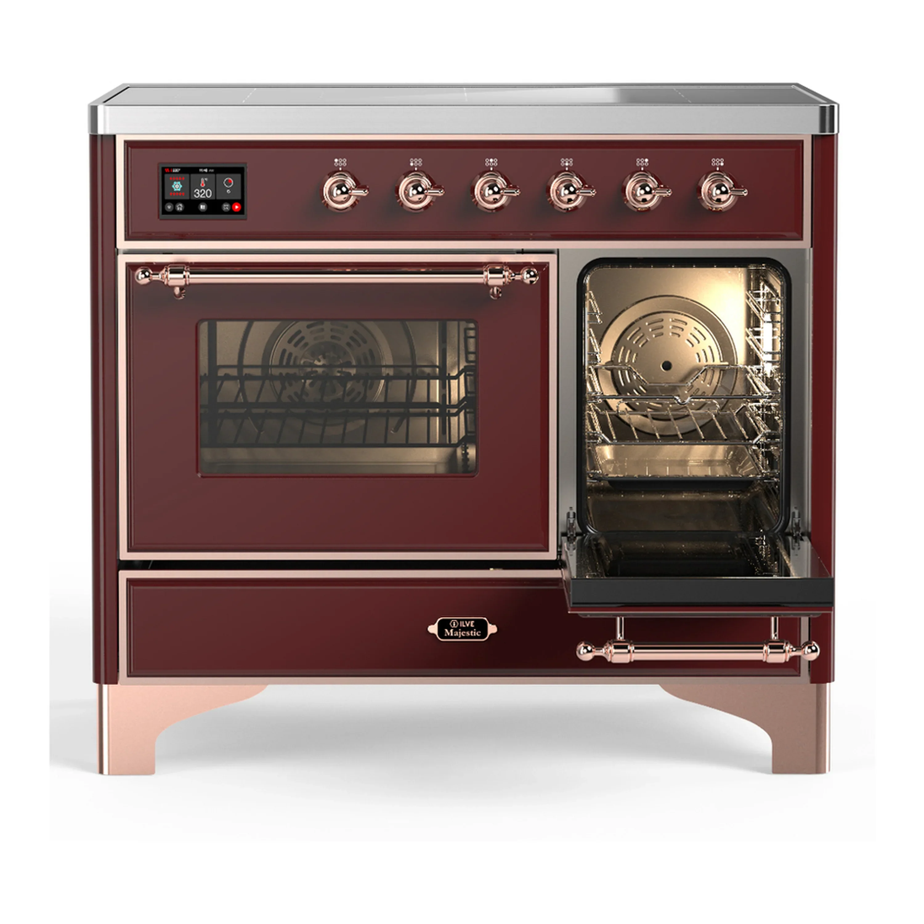 ILVE Majestic III 40-Inch Induction Range with 6 Induction Elements and Triple Glass Door Electric Oven in Burgundy with Copper Trim (UMDIB40NR3BUP) - Image 4