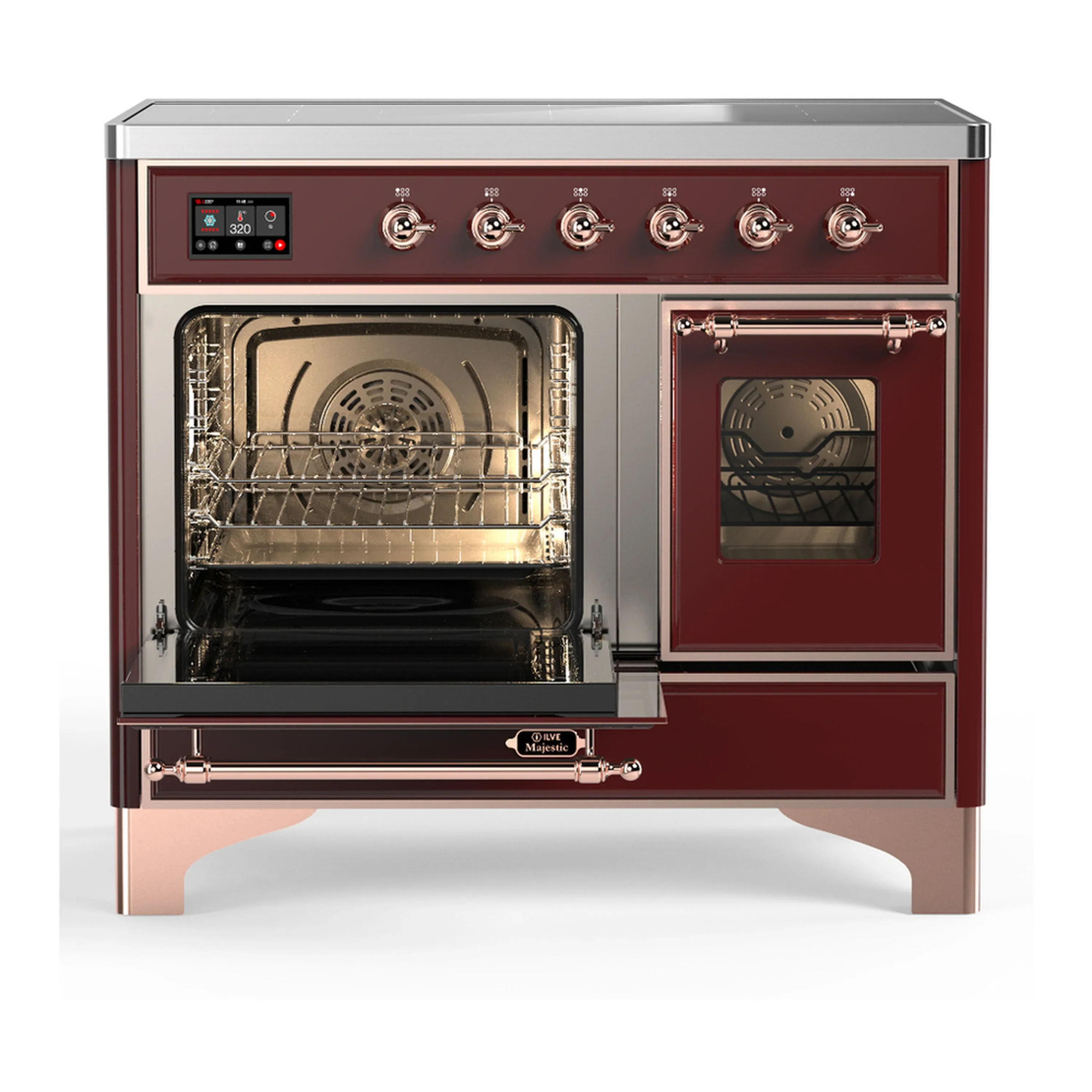 ILVE Majestic III 40-Inch Induction Range with 6 Induction Elements and Triple Glass Door Electric Oven in Burgundy with Copper Trim (UMDIB40NR3BUP) - Image 5