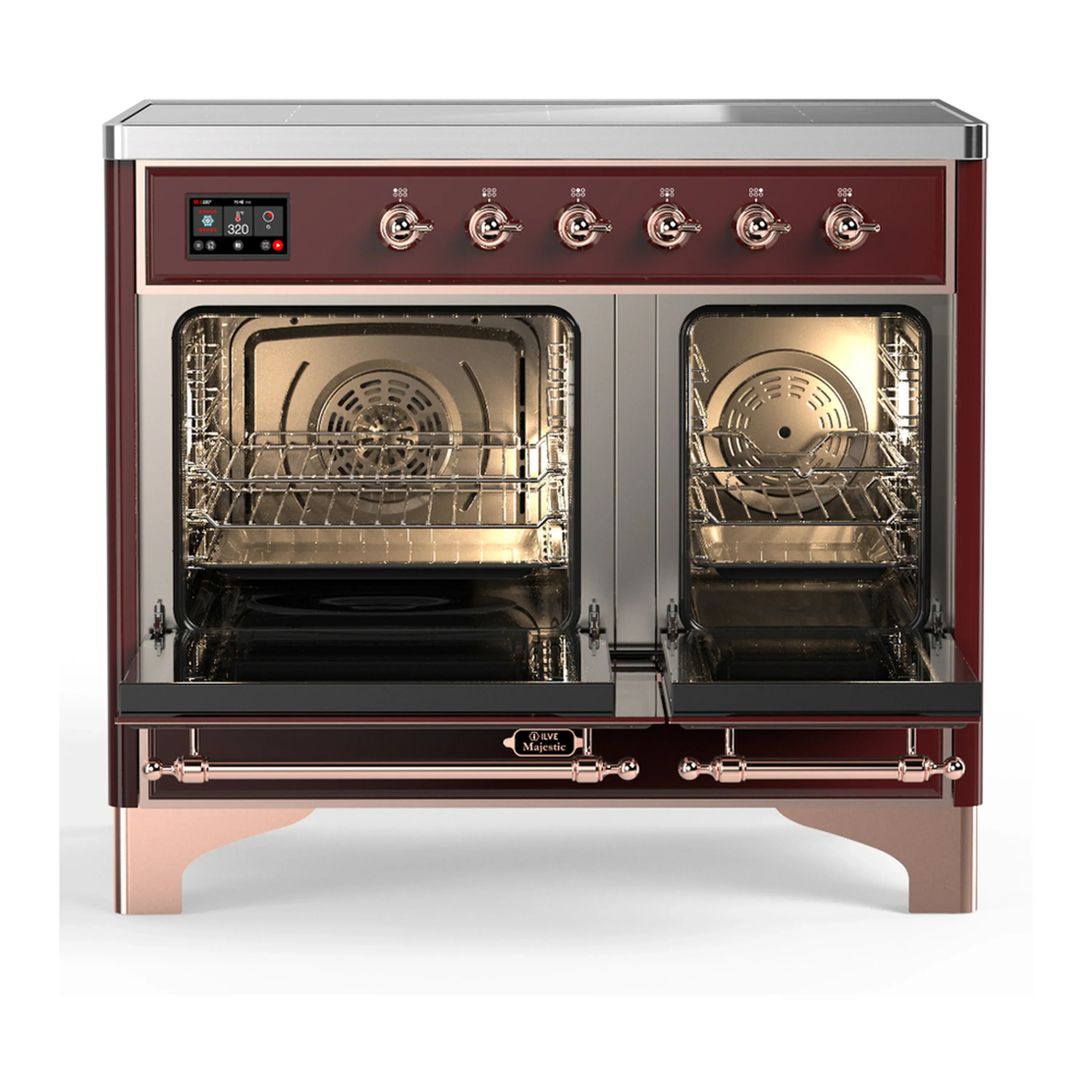 ILVE Majestic III 40-Inch Induction Range with 6 Induction Elements and Solid Door Electric Oven in Burgundy with Copper Trim (UMDIB40QNR3BUP) - Image 6