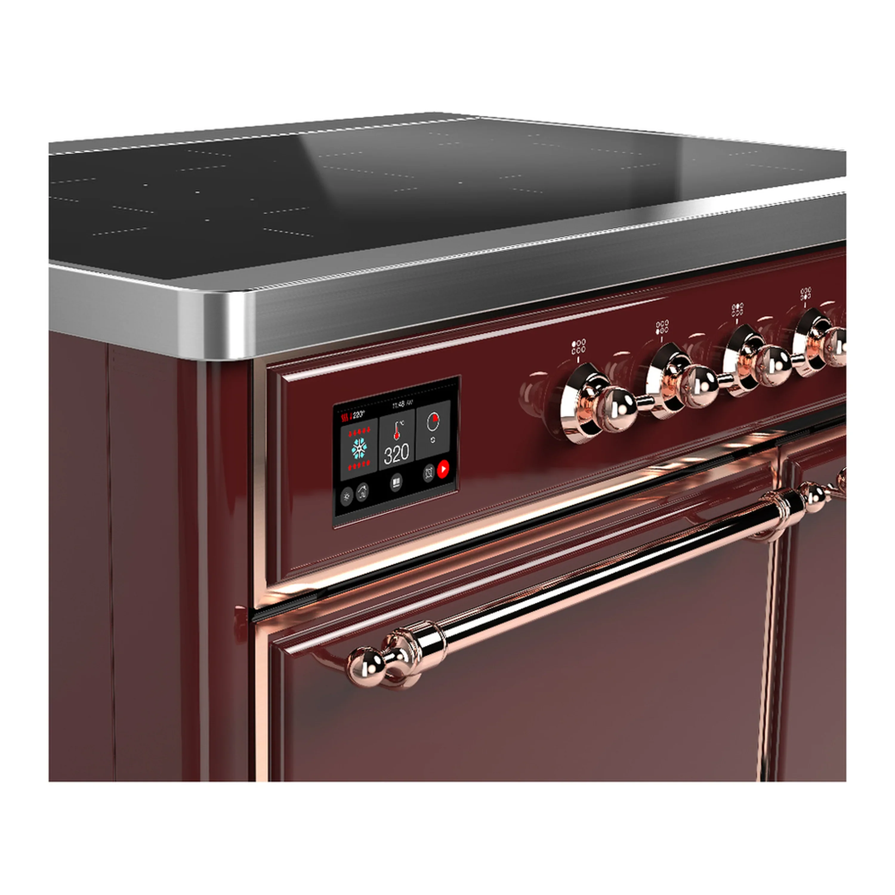 ILVE Majestic III 40-Inch Induction Range with 6 Induction Elements and Solid Door Electric Oven in Burgundy with Copper Trim (UMDIB40QNR3BUP) - Image 7