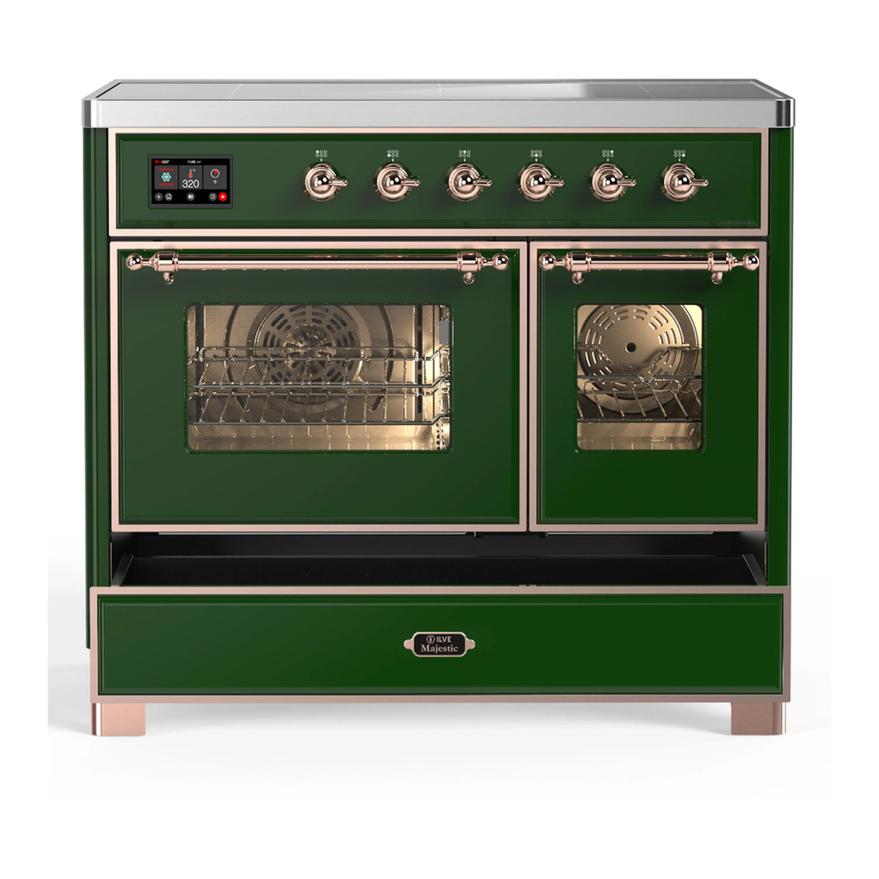 ILVE Majestic III 40-Inch Induction Range with 6 Induction Elements and Triple Glass Door Electric Oven in Emerald Green with Copper Trim (UMDIB40NR3EGP) - Image 3