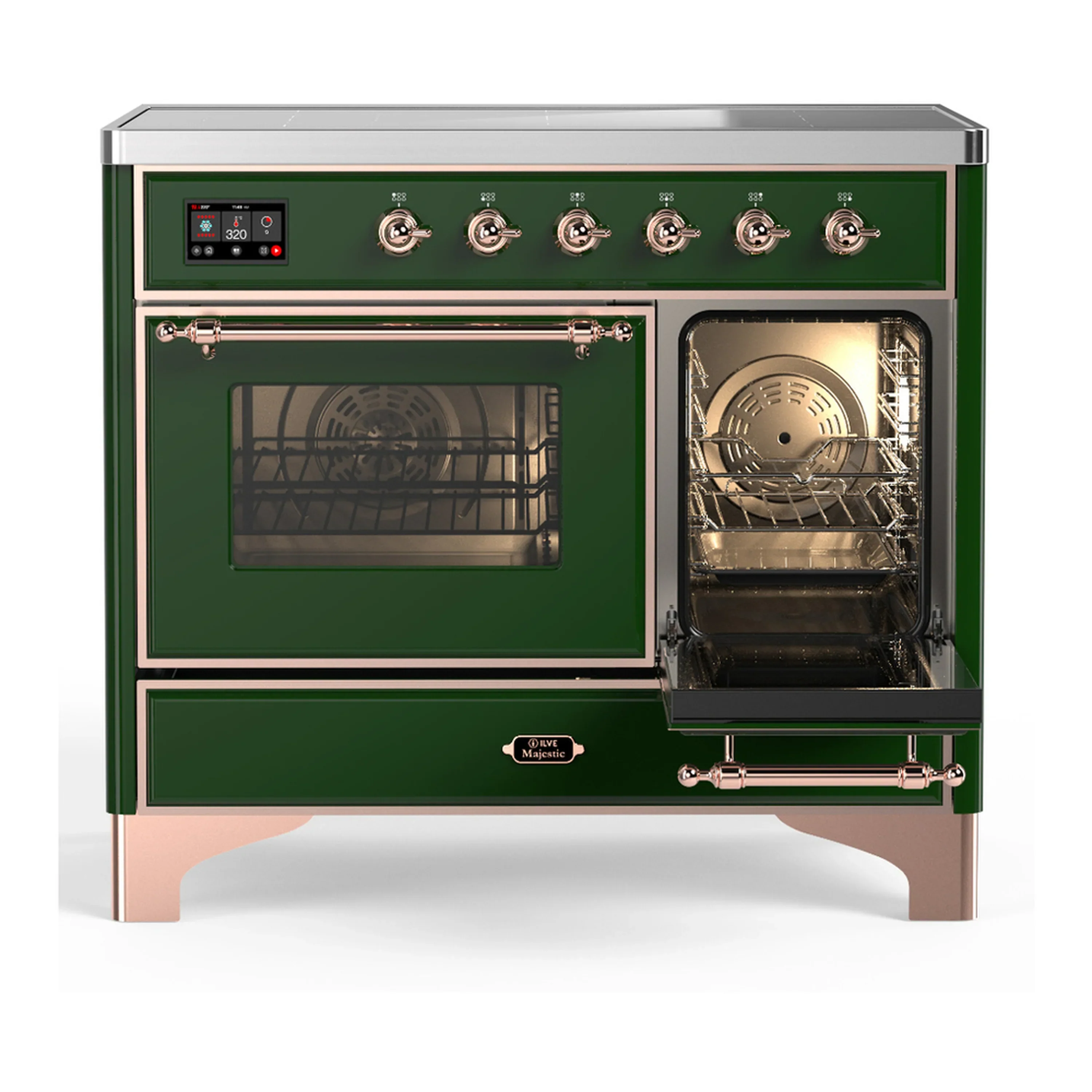 ILVE Majestic III 40-Inch Induction Range with 6 Induction Elements and Triple Glass Door Electric Oven in Emerald Green with Copper Trim (UMDIB40NR3EGP) - Image 4