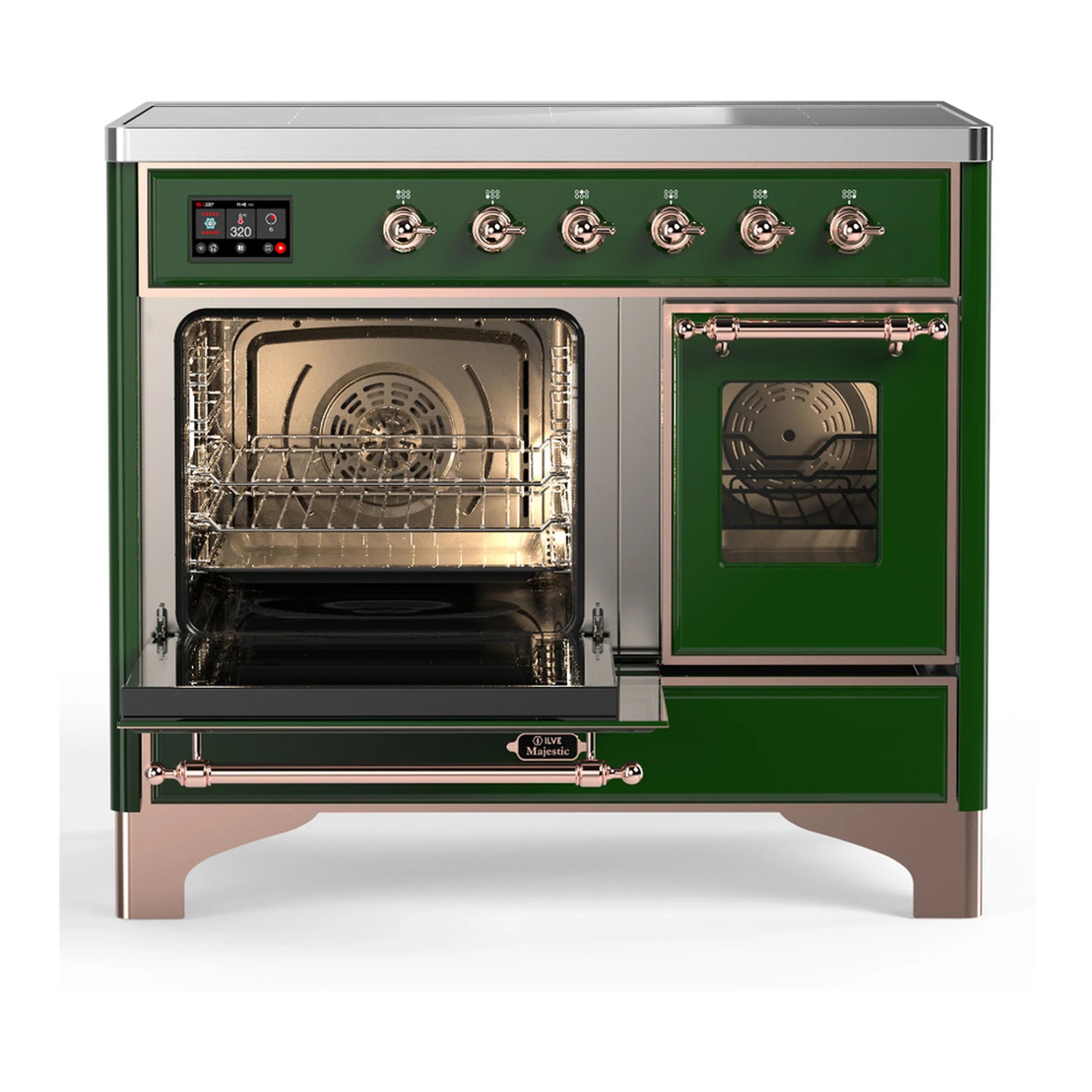 ILVE Majestic III 40-Inch Induction Range with 6 Induction Elements and Triple Glass Door Electric Oven in Emerald Green with Copper Trim (UMDIB40NR3EGP) - Image 5