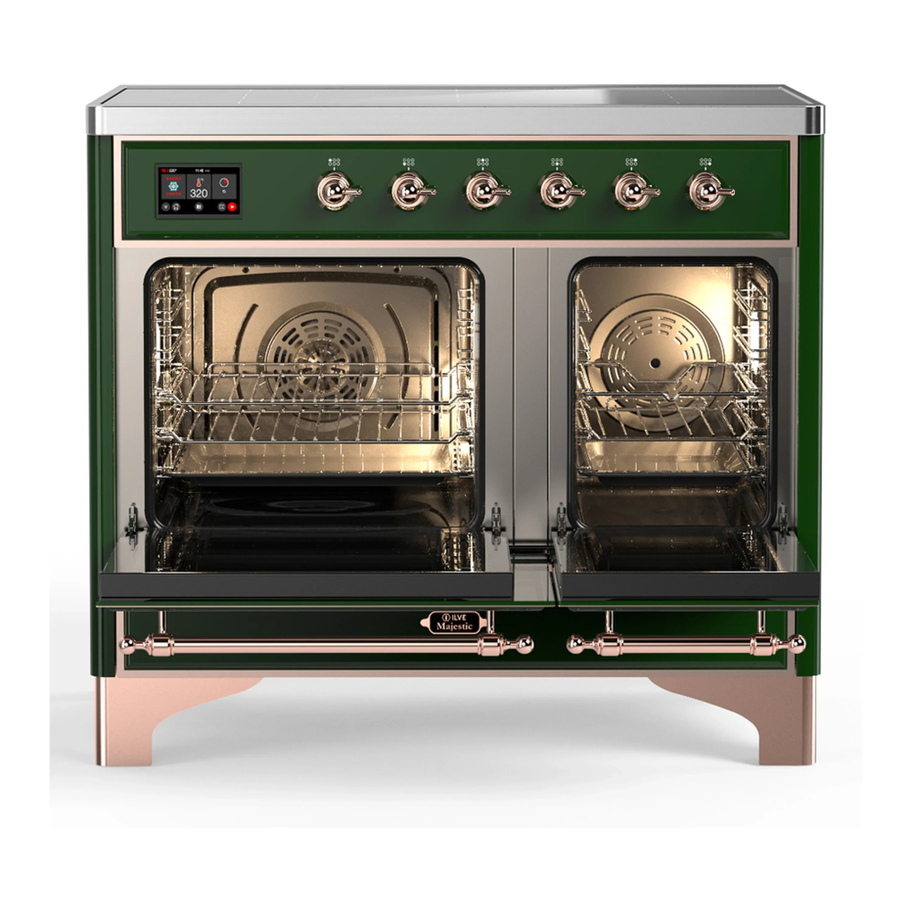 ILVE Majestic III 40-Inch Induction Range with 6 Induction Elements and Triple Glass Door Electric Oven in Emerald Green with Copper Trim (UMDIB40NR3EGP) - Image 6