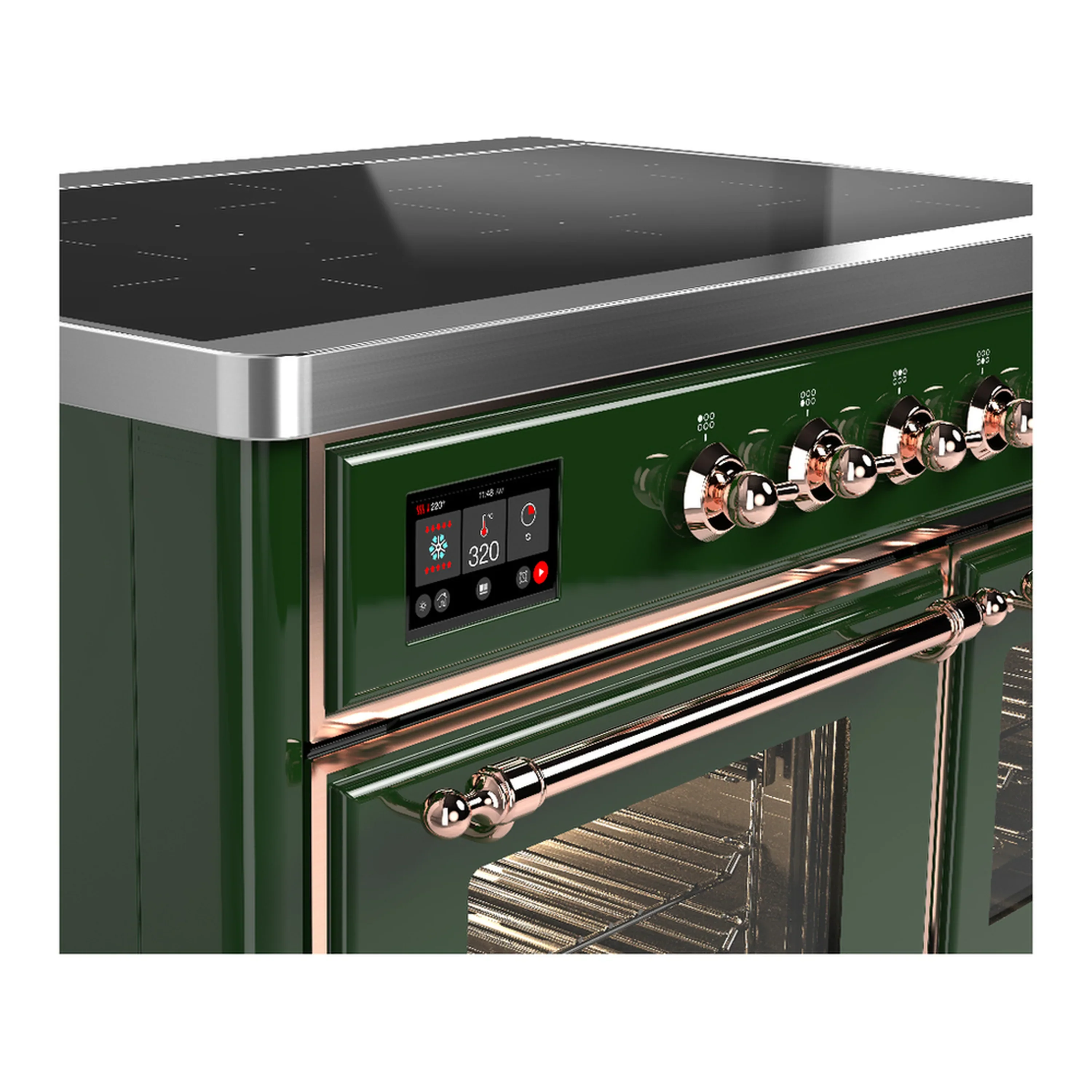 ILVE Majestic III 40-Inch Induction Range with 6 Induction Elements and Triple Glass Door Electric Oven in Emerald Green with Copper Trim (UMDIB40NR3EGP) - Image 7