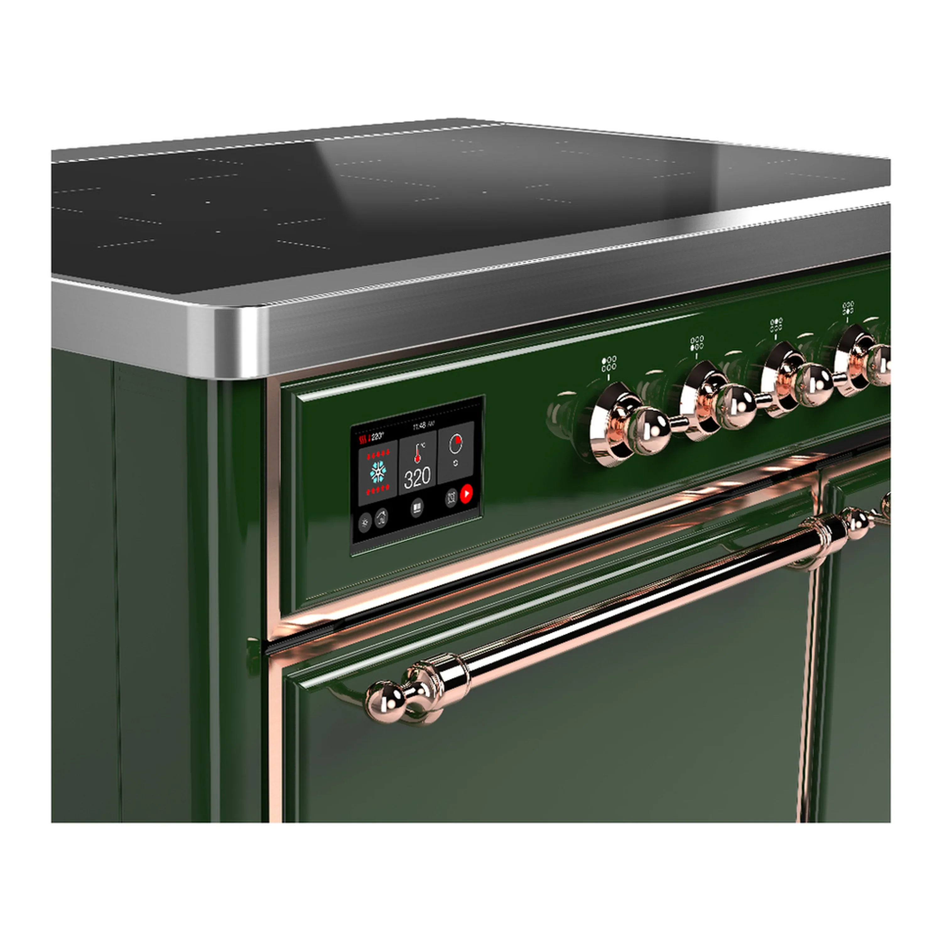 ILVE Majestic III 40-Inch Induction Range with 6 Induction Elements and Solid Door Electric Oven in Emerald Green with Copper Trim (UMDIB40QNR3EGP) - Image 7
