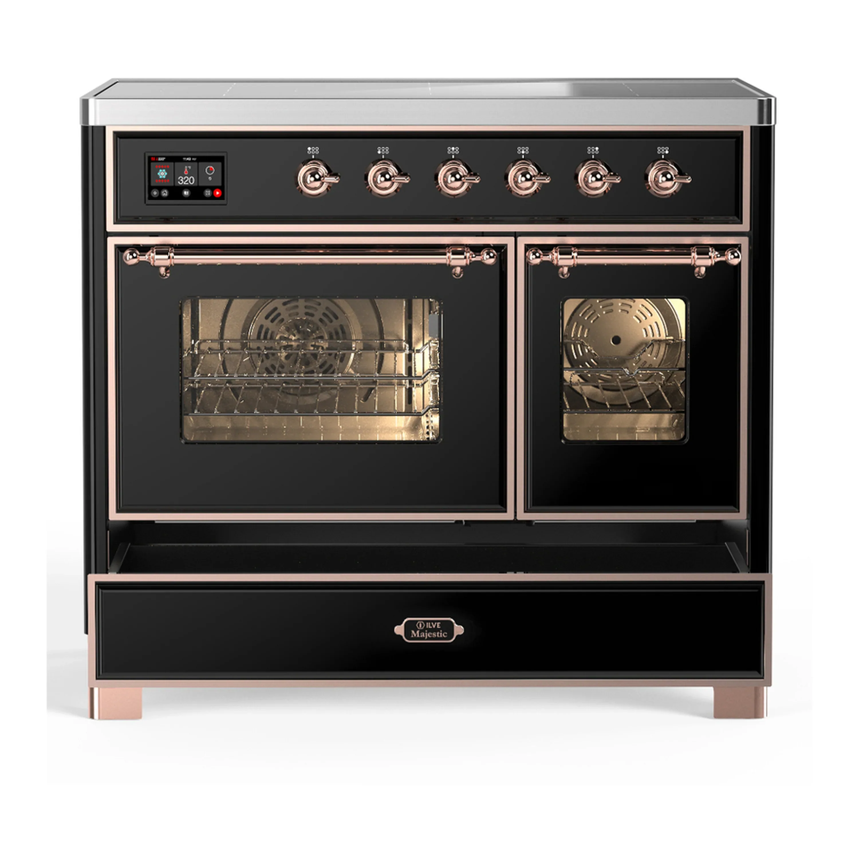 ILVE Majestic III 40-Inch Induction Range with 6 Induction Elements and Triple Glass Door Electric Oven in Glossy Black with Copper Trim (UMDIB40NR3BKP) - Image 3