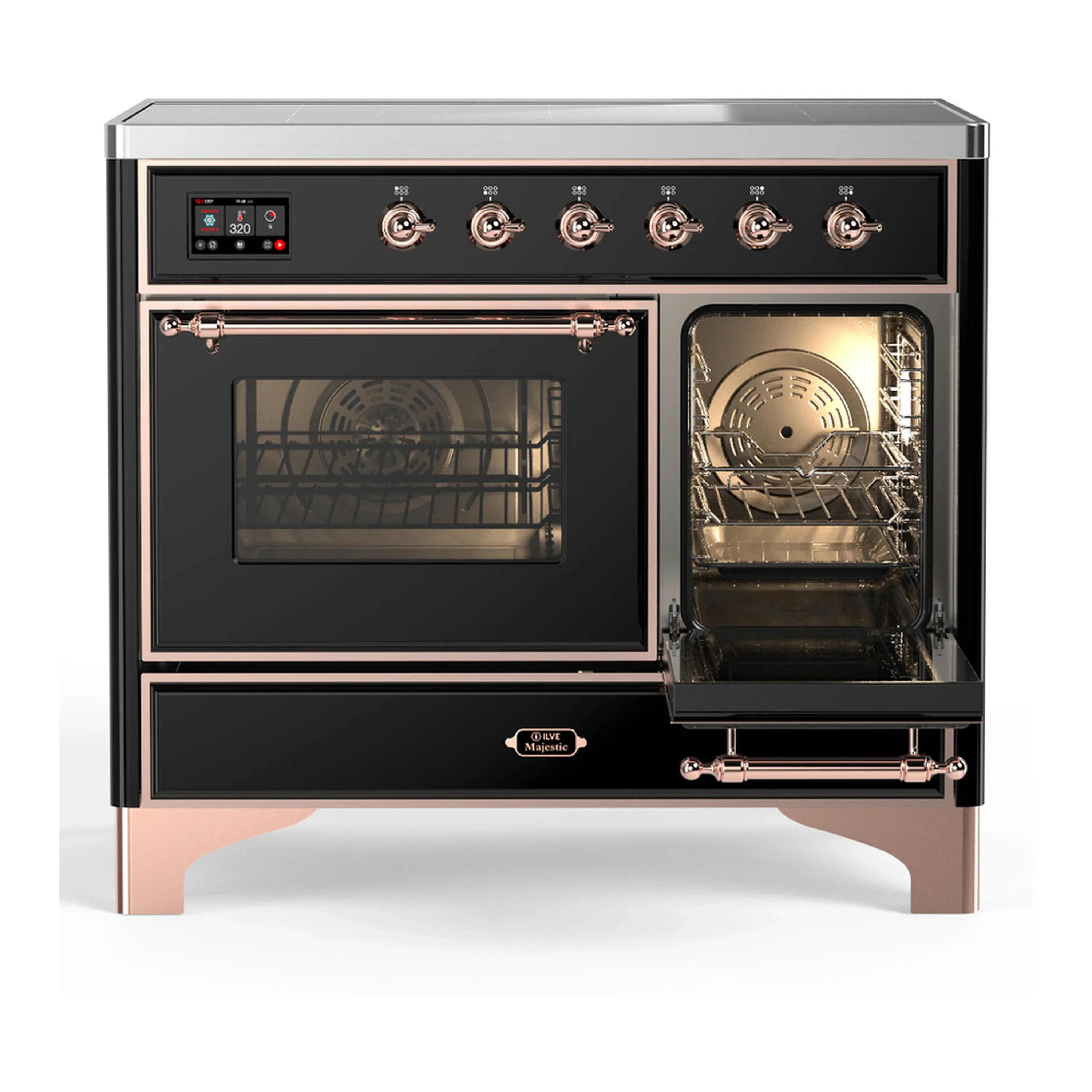ILVE Majestic III 40-Inch Induction Range with 6 Induction Elements and Triple Glass Door Electric Oven in Glossy Black with Copper Trim (UMDIB40NR3BKP) - Image 4