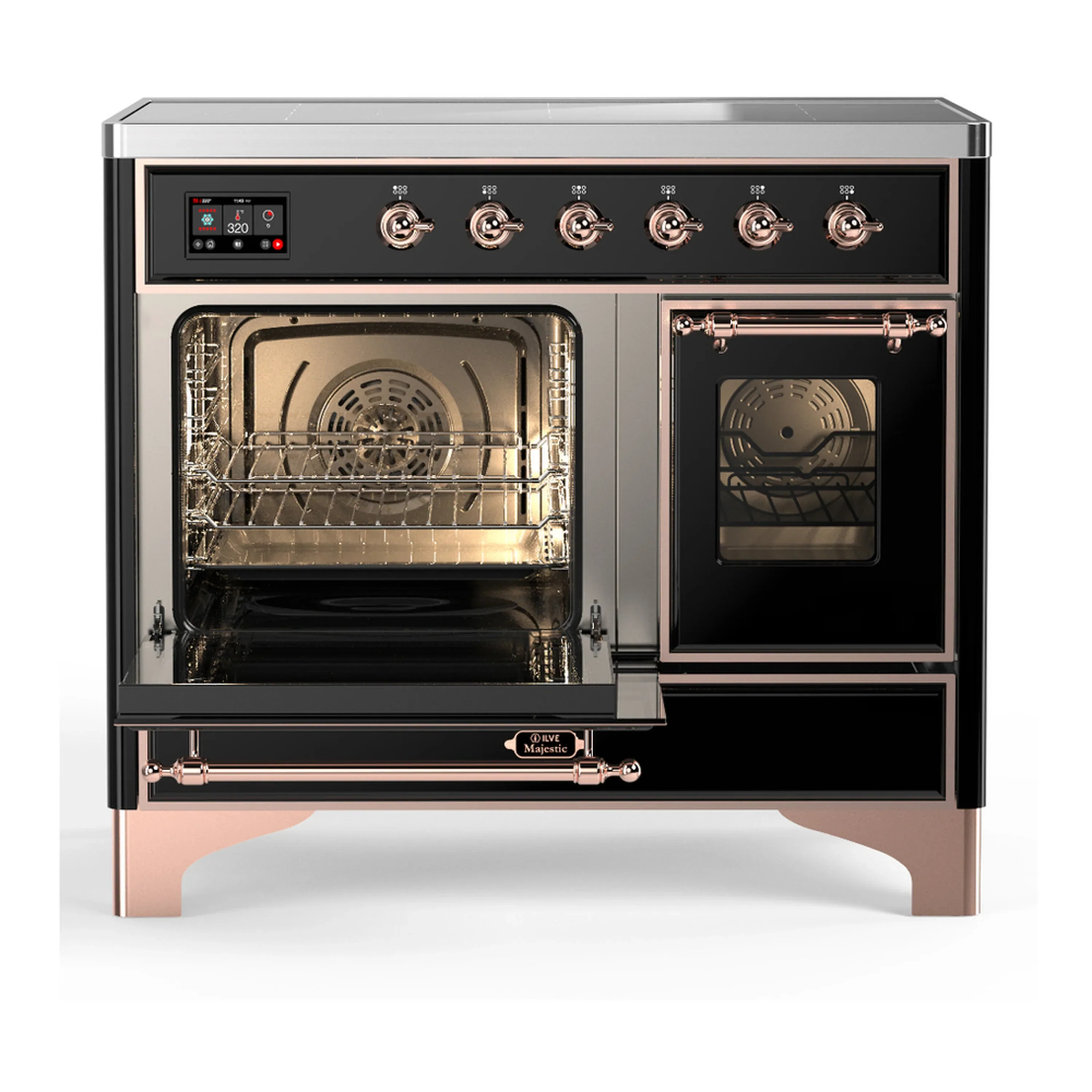 ILVE Majestic III 40-Inch Induction Range with 6 Induction Elements and Triple Glass Door Electric Oven in Glossy Black with Copper Trim (UMDIB40NR3BKP) - Image 5