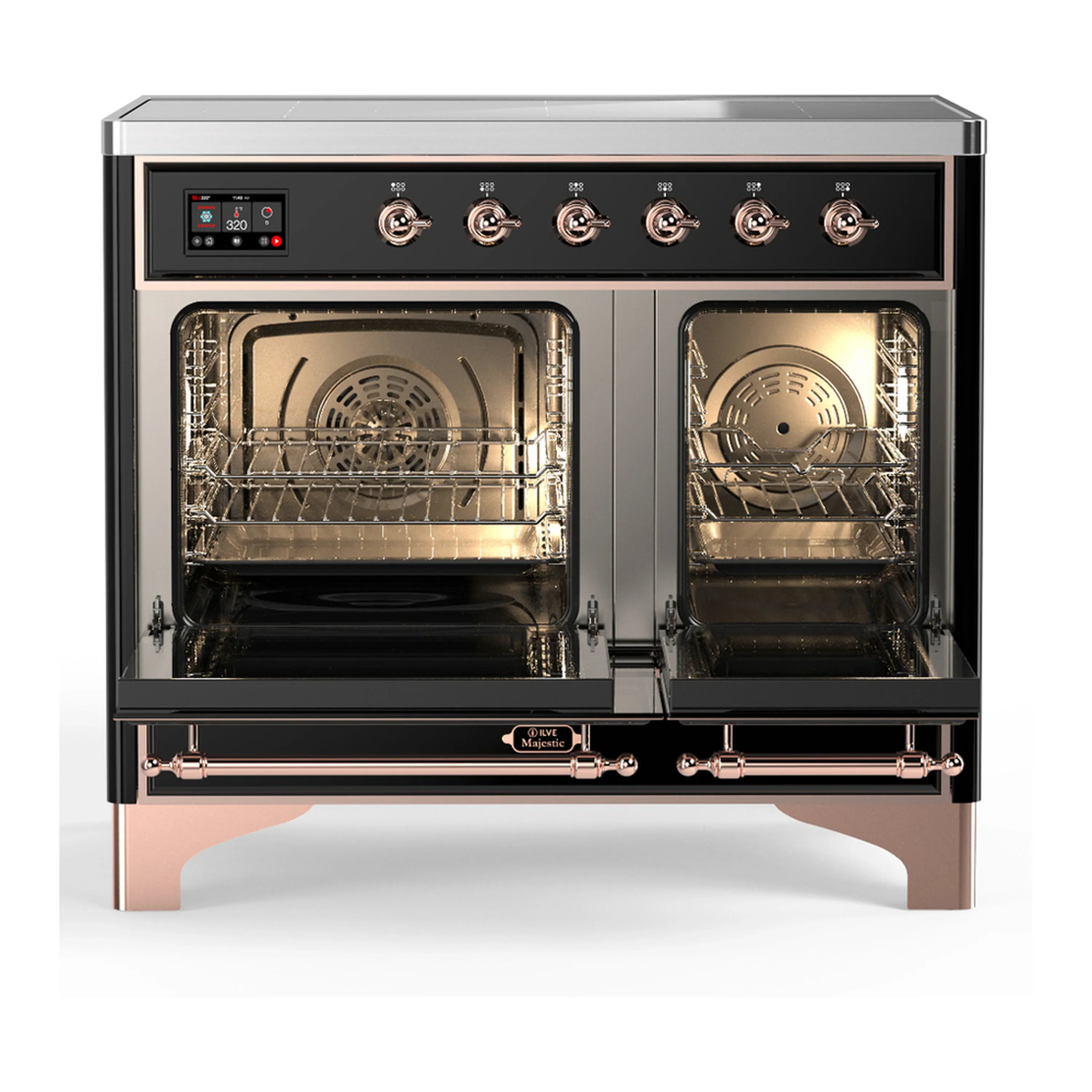ILVE Majestic III 40-Inch Induction Range with 6 Induction Elements and Triple Glass Door Electric Oven in Glossy Black with Copper Trim (UMDIB40NR3BKP) - Image 6