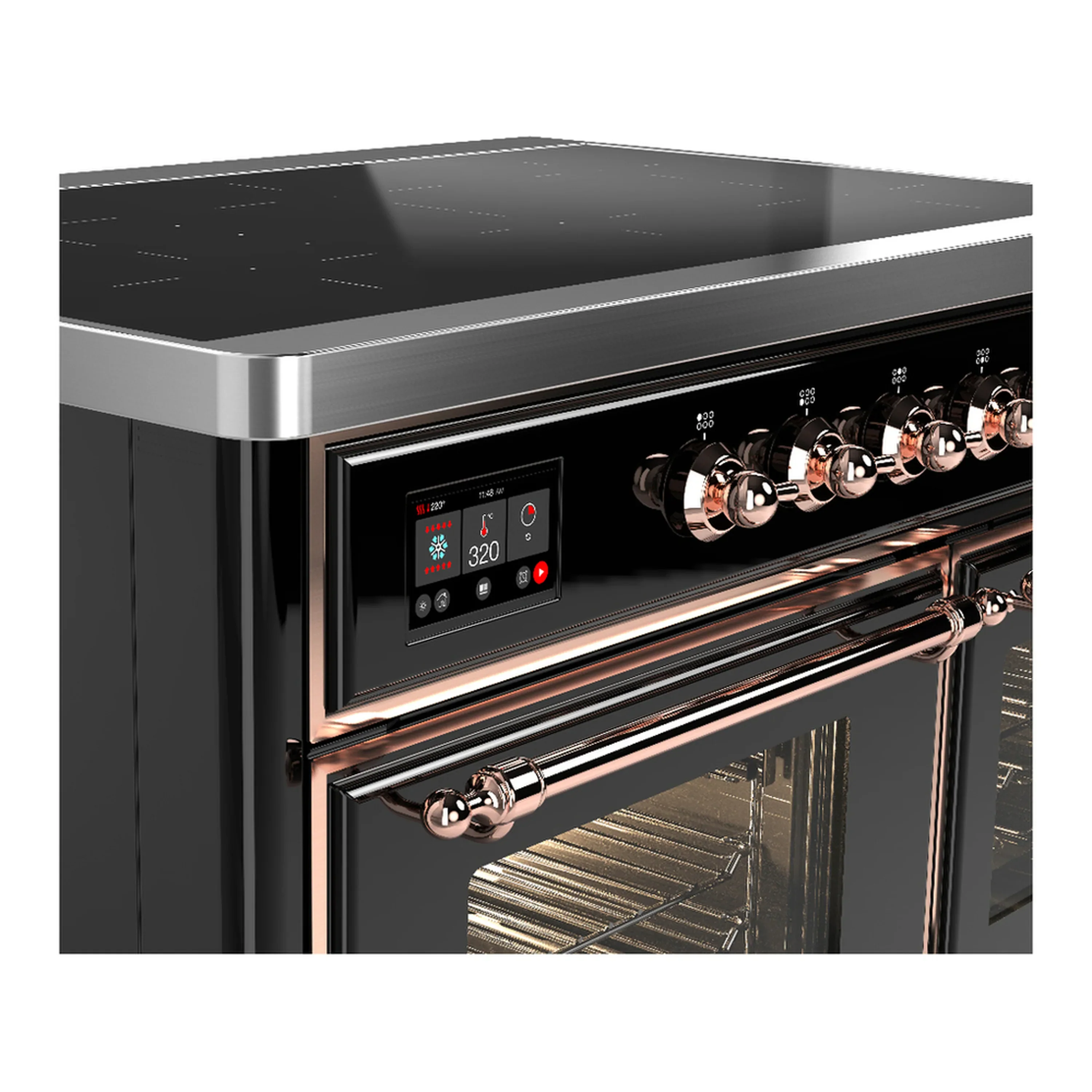 ILVE Majestic III 40-Inch Induction Range with 6 Induction Elements and Triple Glass Door Electric Oven in Glossy Black with Copper Trim (UMDIB40NR3BKP) - Image 7