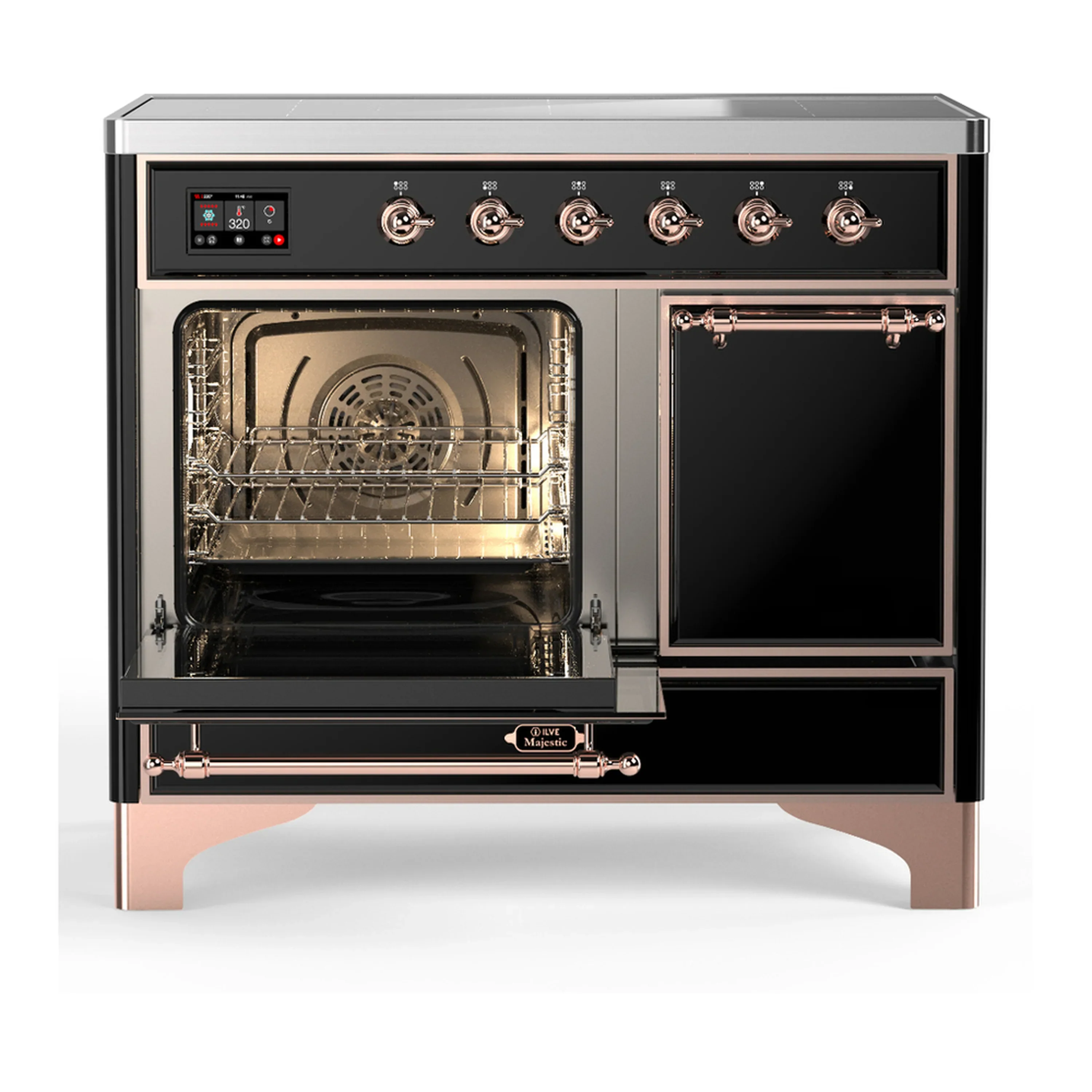 ILVE Majestic III 40-Inch Induction Range with 6 Induction Elements and Solid Door Electric Oven in Glossy Black with Copper Trim (UMDIB40QNR3BKP) - Image 5