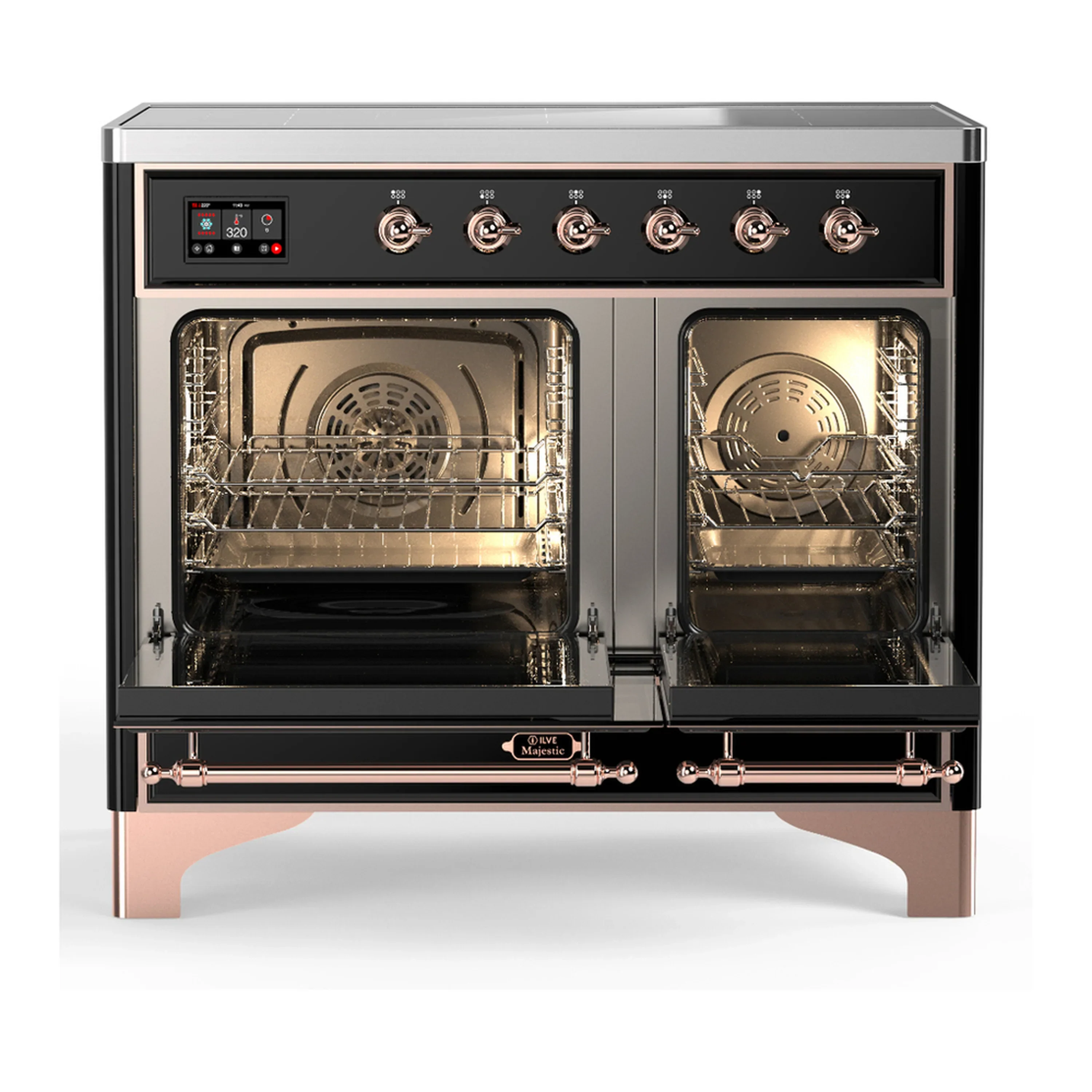 ILVE Majestic III 40-Inch Induction Range with 6 Induction Elements and Solid Door Electric Oven in Glossy Black with Copper Trim (UMDIB40QNR3BKP) - Image 6