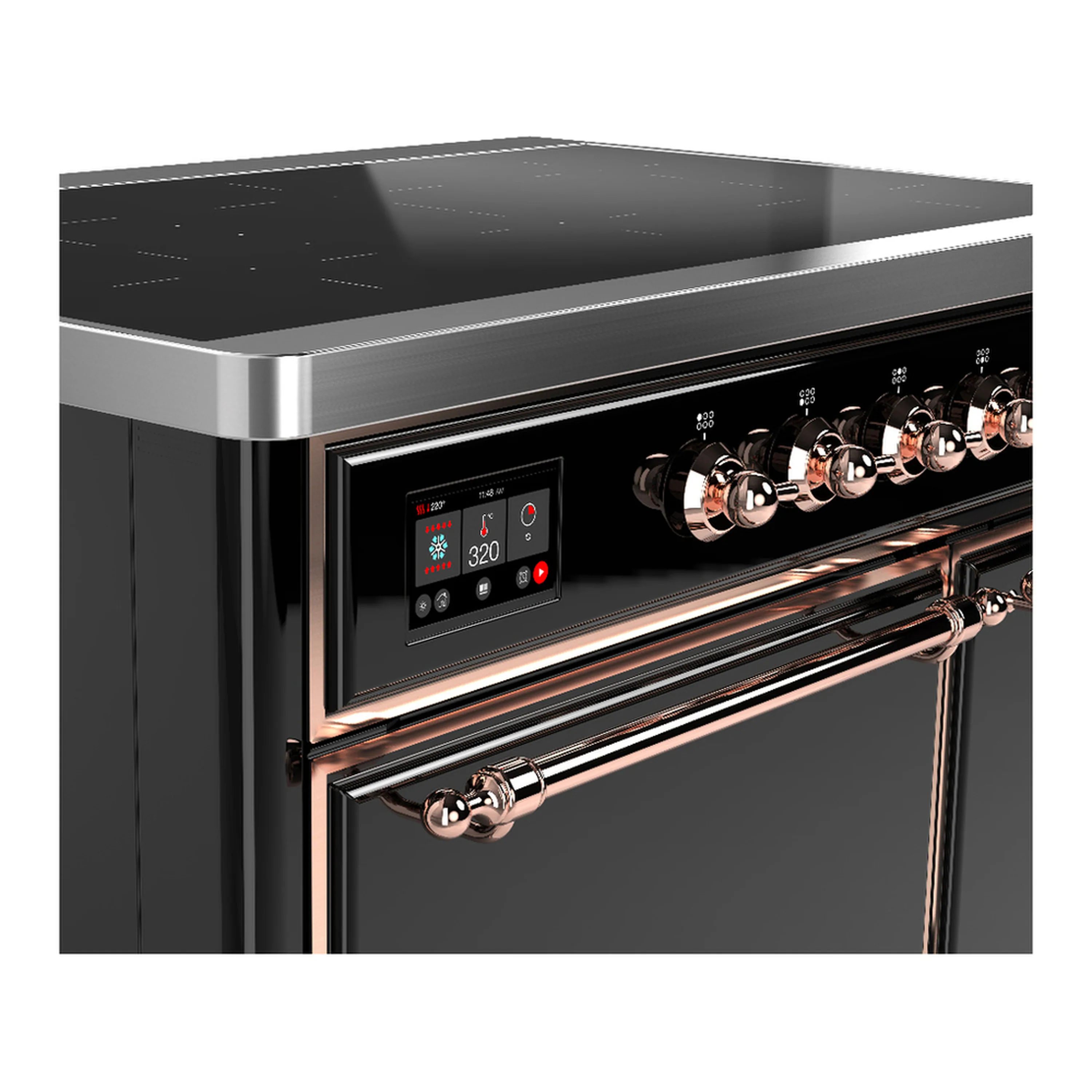 ILVE Majestic III 40-Inch Induction Range with 6 Induction Elements and Solid Door Electric Oven in Glossy Black with Copper Trim (UMDIB40QNR3BKP) - Image 7