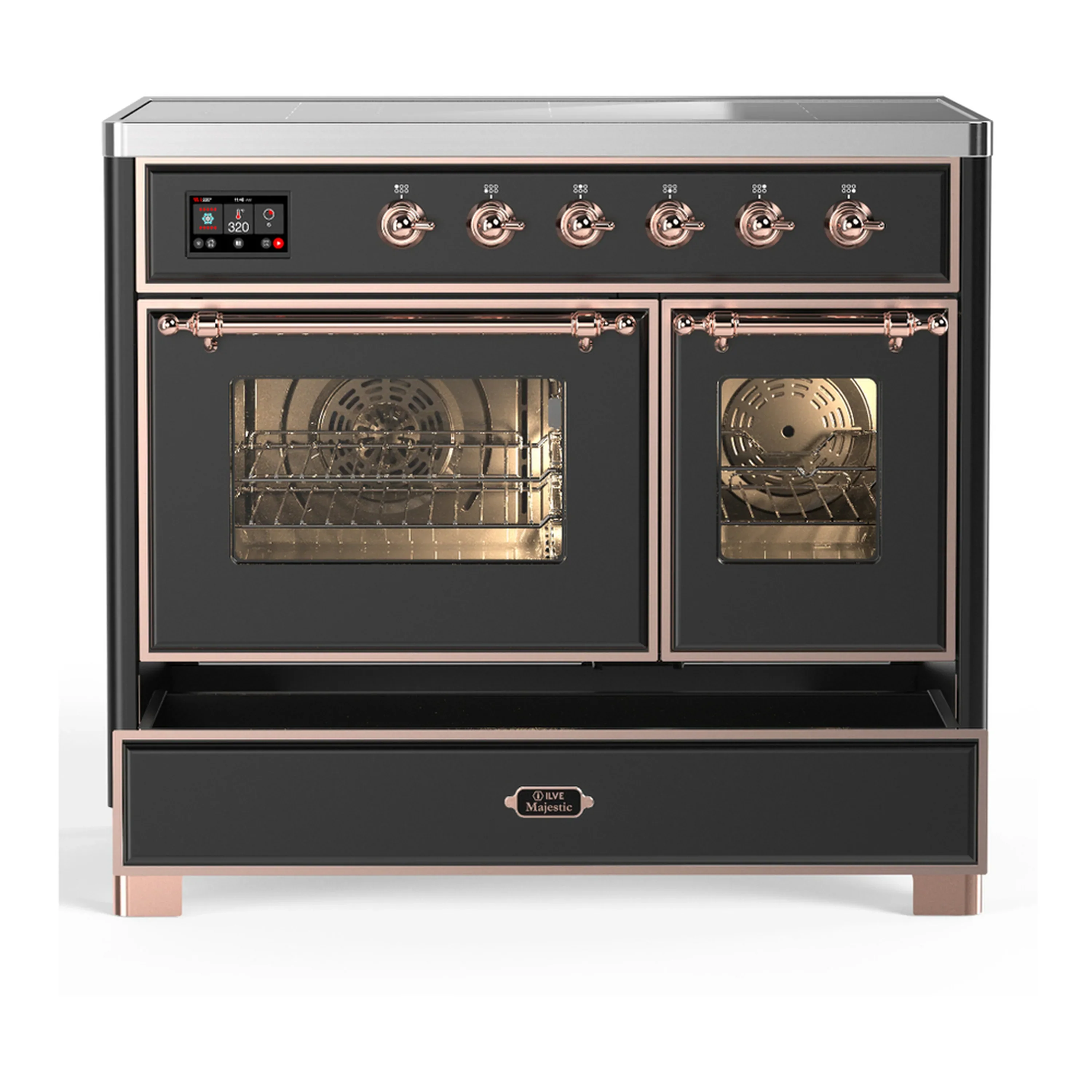 ILVE Majestic III 40-Inch Induction Range with 6 Induction Elements and Triple Glass Door Electric Oven in Matte Graphite with Copper Trim (UMDIB40NR3MGP) - Image 3