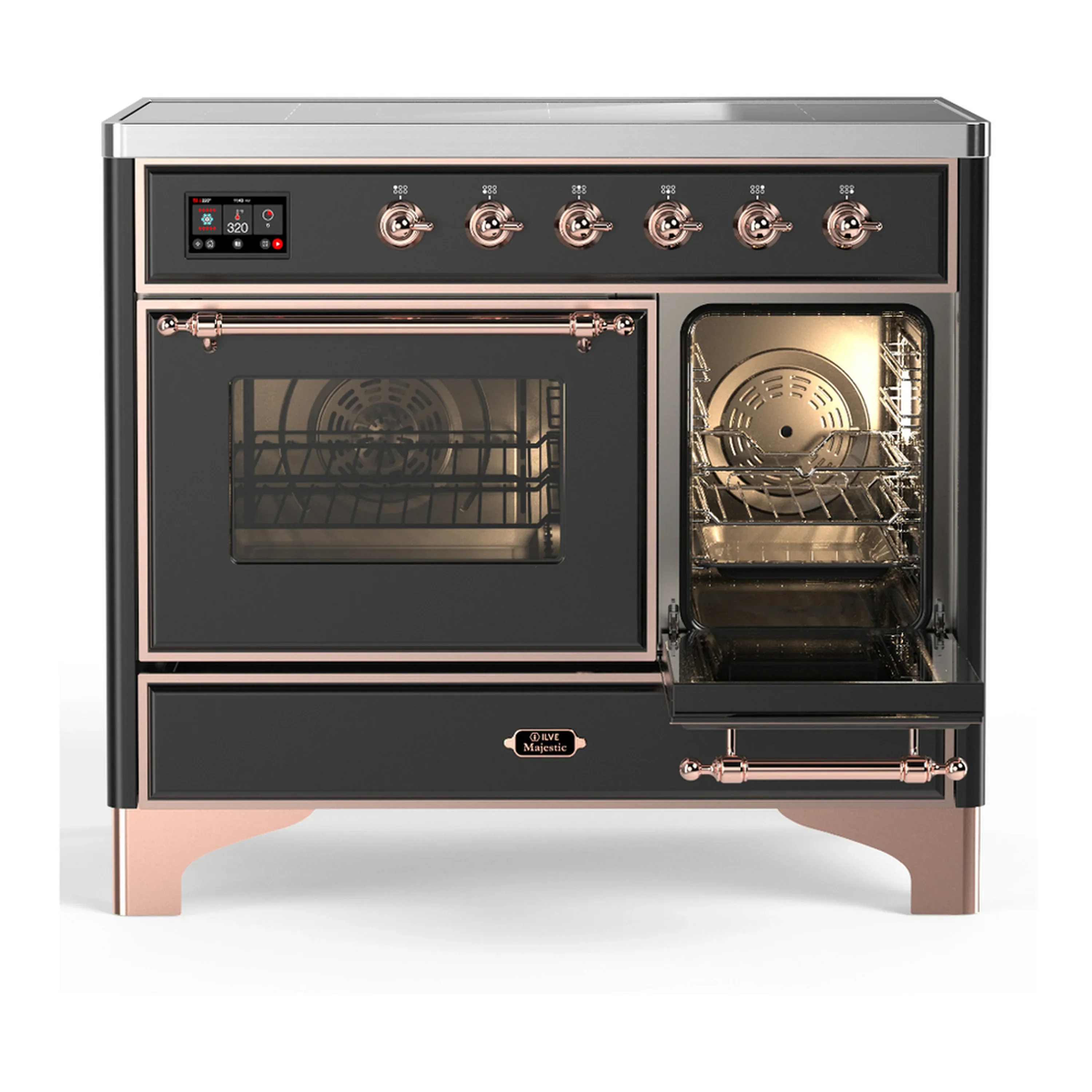 ILVE Majestic III 40-Inch Induction Range with 6 Induction Elements and Triple Glass Door Electric Oven in Matte Graphite with Copper Trim (UMDIB40NR3MGP) - Image 4