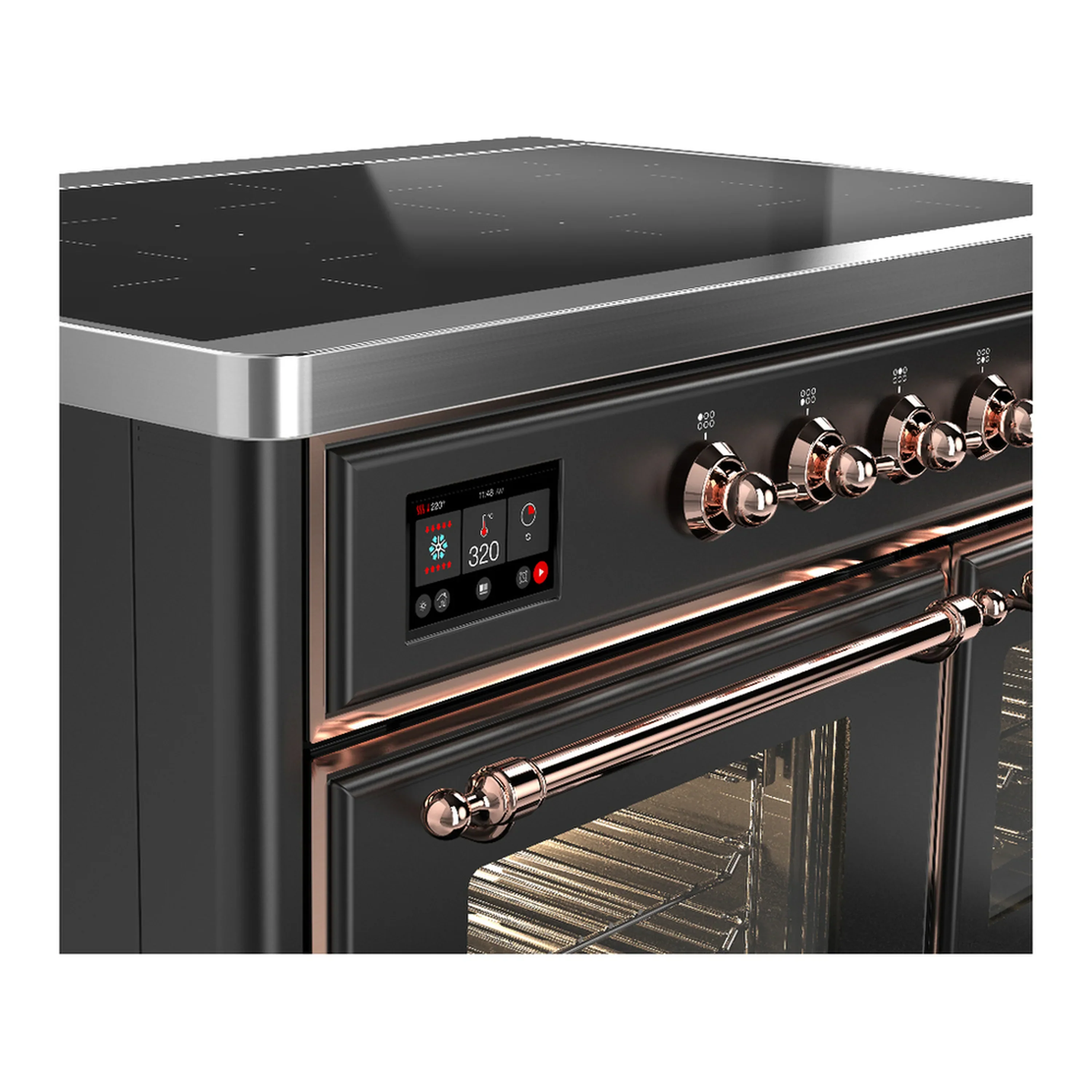 ILVE Majestic III 40-Inch Induction Range with 6 Induction Elements and Triple Glass Door Electric Oven in Matte Graphite with Copper Trim (UMDIB40NR3MGP) - Image 7