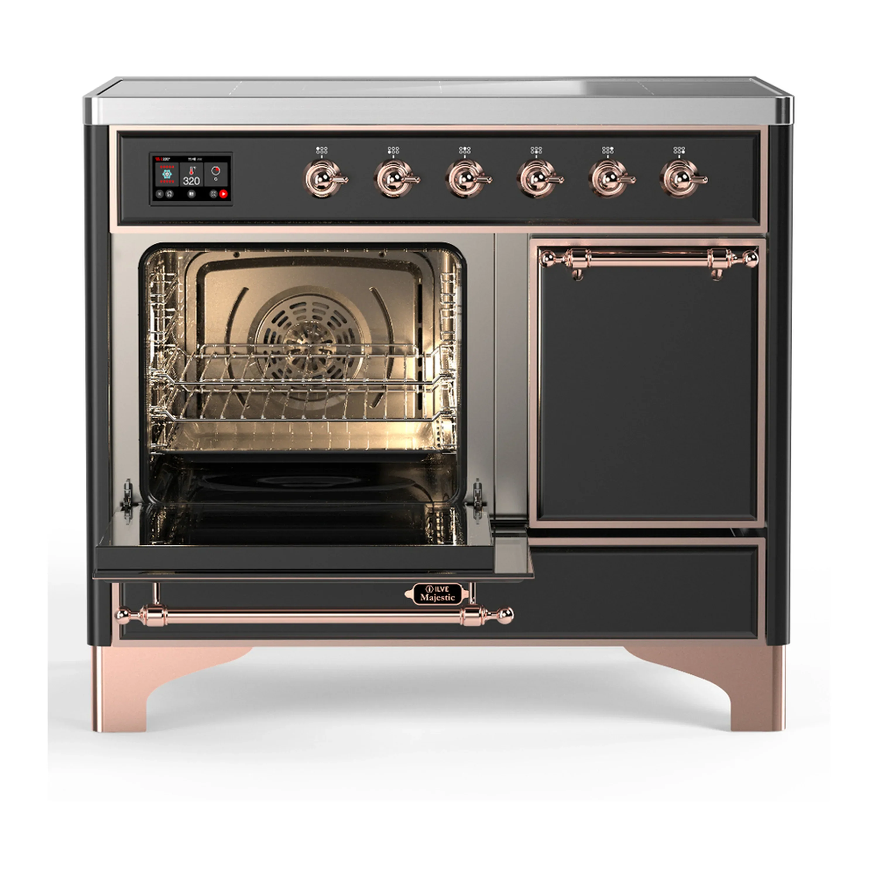 ILVE Majestic III 40-Inch Induction Range with 6 Induction Elements and Solid Door Electric Oven in Matte Graphite with Copper Trim (UMDIB40QNR3MGP) - Image 5