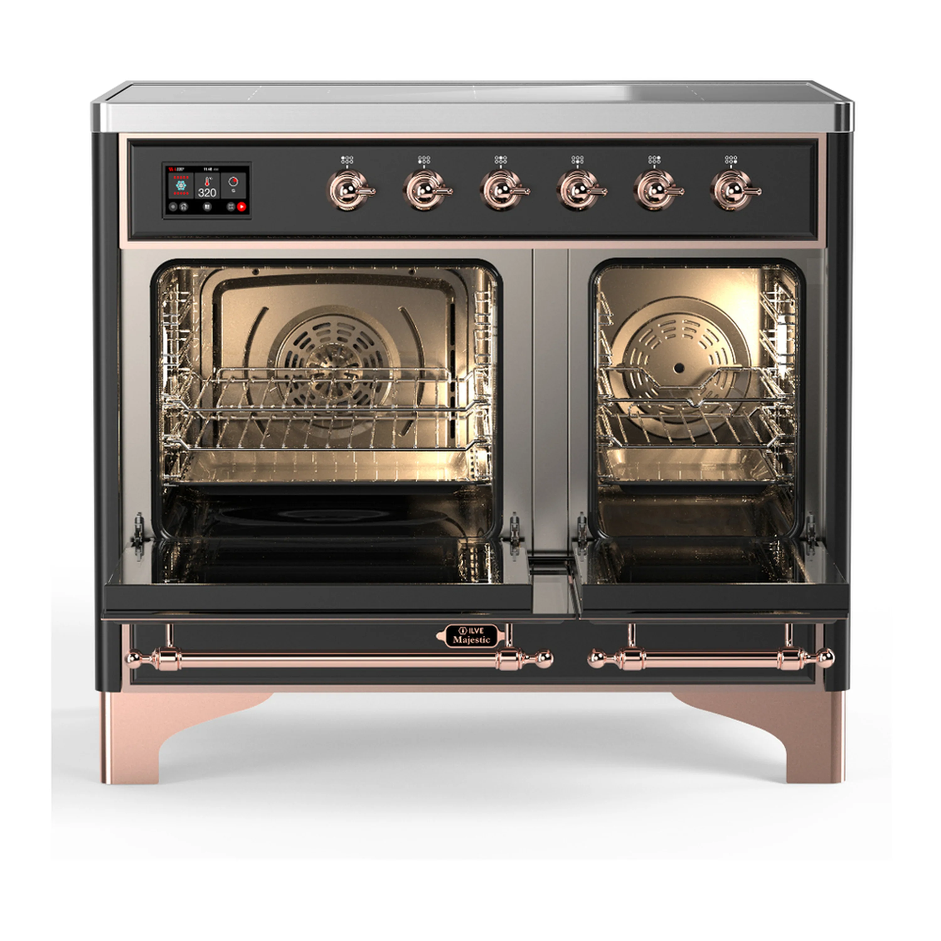 ILVE Majestic III 40-Inch Induction Range with 6 Induction Elements and Solid Door Electric Oven in Matte Graphite with Copper Trim (UMDIB40QNR3MGP) - Image 6