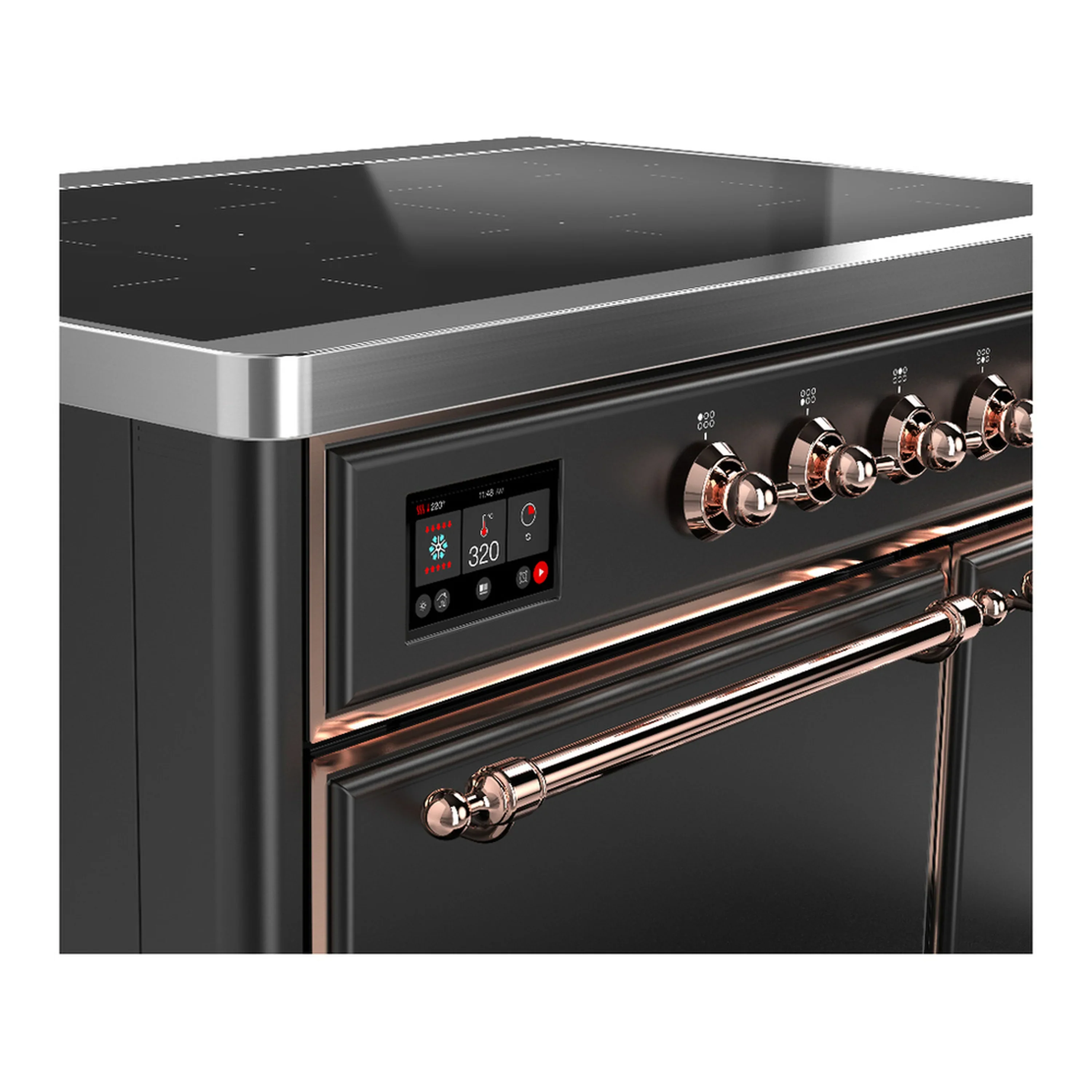 ILVE Majestic III 40-Inch Induction Range with 6 Induction Elements and Solid Door Electric Oven in Matte Graphite with Copper Trim (UMDIB40QNR3MGP) - Image 7