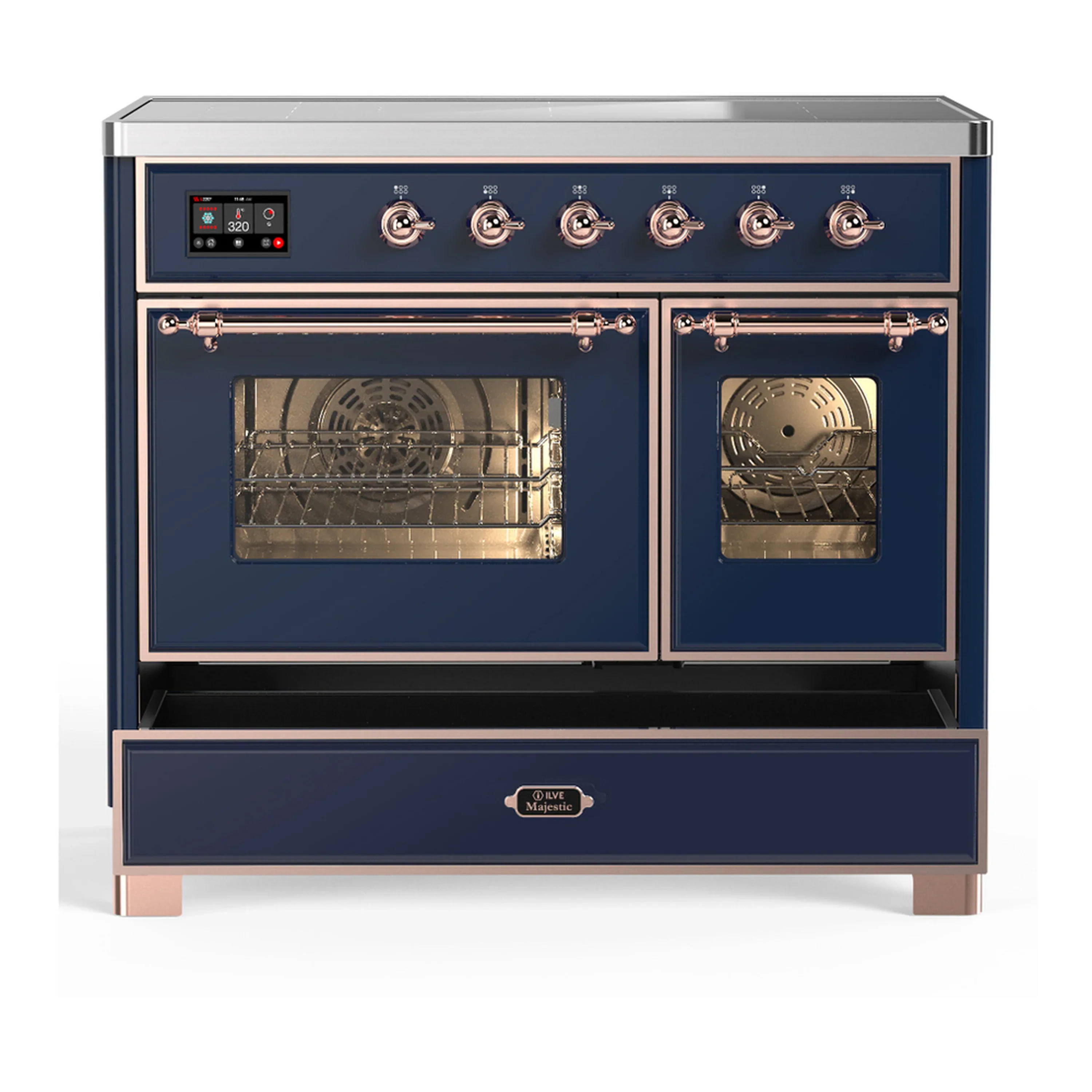 ILVE Majestic III 40-Inch Induction Range with 6 Induction Elements and Triple Glass Door Electric Oven in Mightnight Blue with Copper Trim (UMDIB40NR3MBP) - Image 3