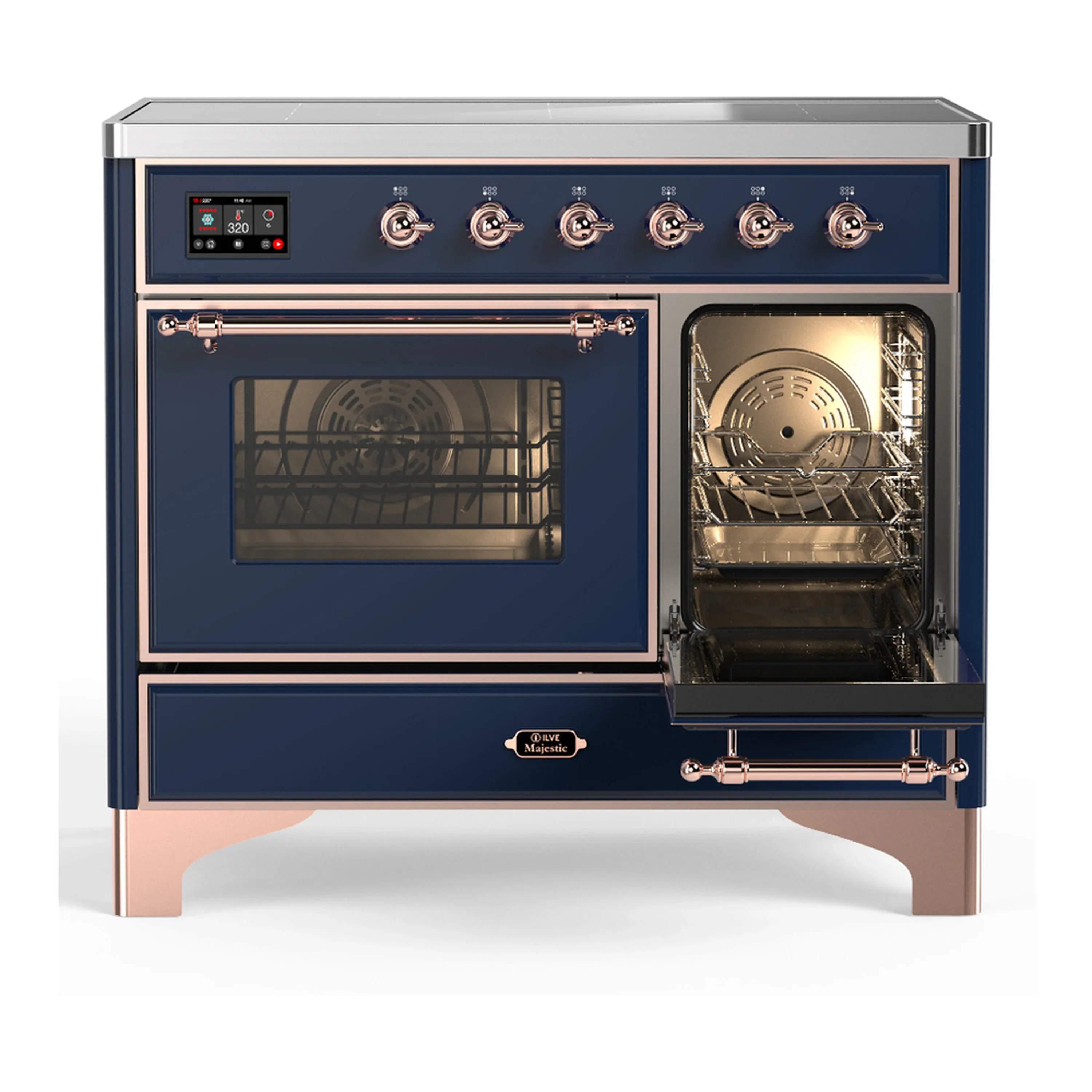 ILVE Majestic III 40-Inch Induction Range with 6 Induction Elements and Triple Glass Door Electric Oven in Mightnight Blue with Copper Trim (UMDIB40NR3MBP) - Image 4