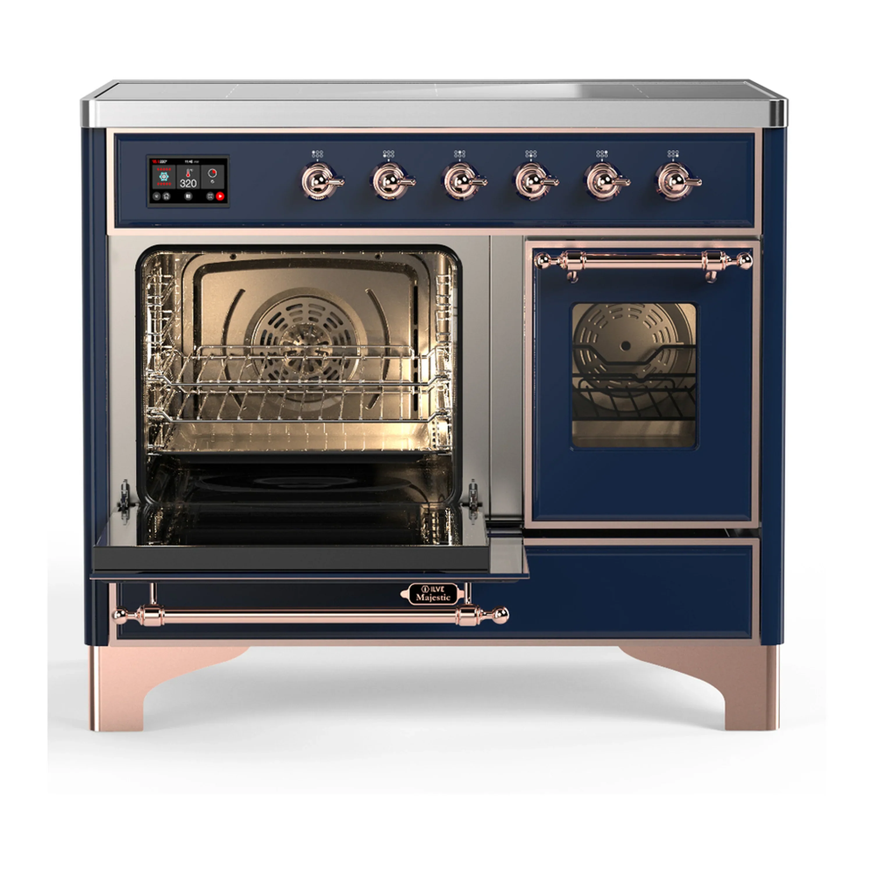 ILVE Majestic III 40-Inch Induction Range with 6 Induction Elements and Triple Glass Door Electric Oven in Mightnight Blue with Copper Trim (UMDIB40NR3MBP) - Image 5