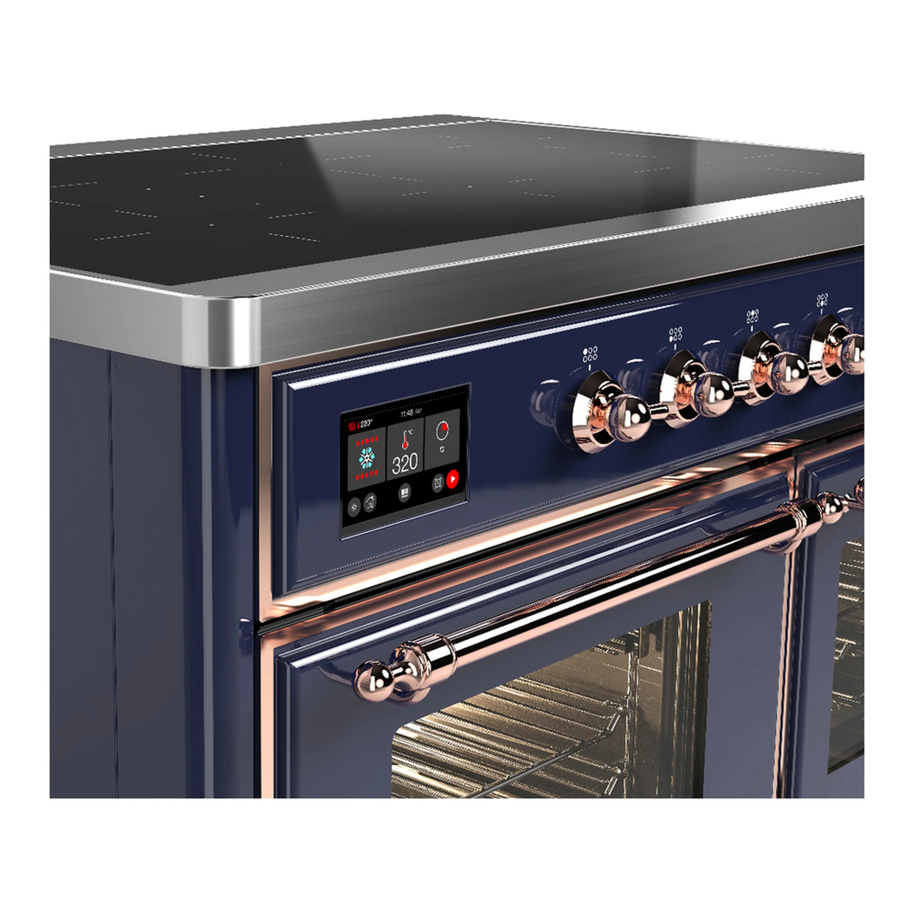 ILVE Majestic III 40-Inch Induction Range with 6 Induction Elements and Triple Glass Door Electric Oven in Mightnight Blue with Copper Trim (UMDIB40NR3MBP) - Image 7