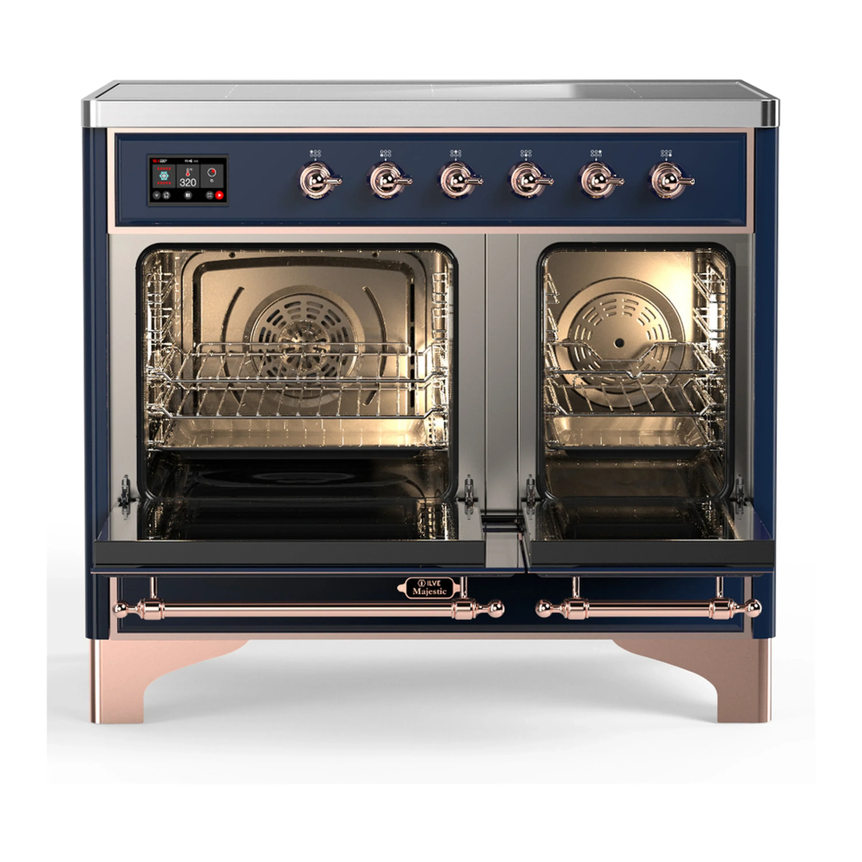 ILVE Majestic III 40-Inch Induction Range with 6 Induction Elements and Solid Door Electric Oven in Mightnight Blue with Copper Trim (UMDIB40QNR3MBP) - Image 6