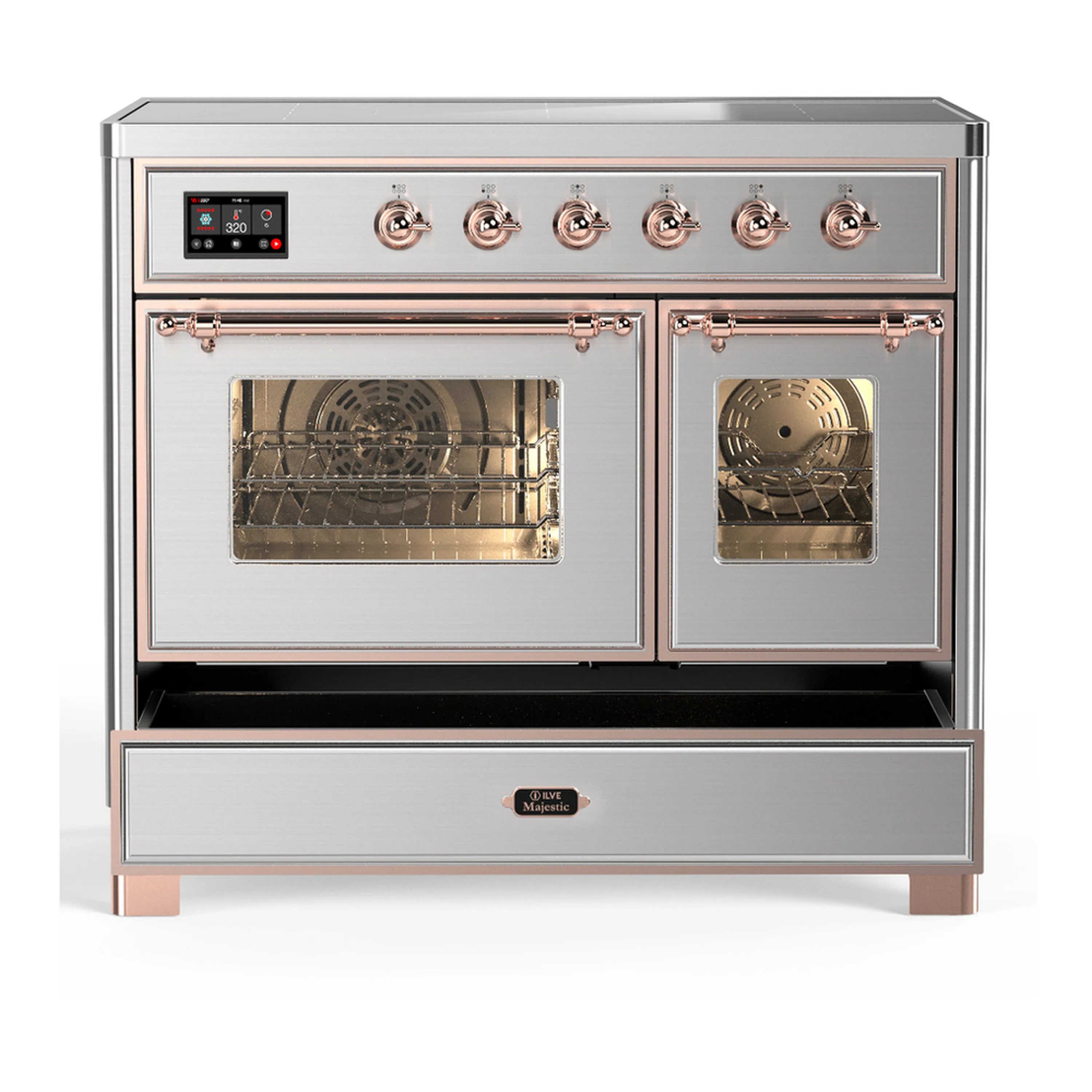 ILVE Majestic III 40-Inch Induction Range with 6 Induction Elements and Triple Glass Door Electric Oven in Stainless Steel with Copper Trim (UMDIB40NR3SSP) - Image 3