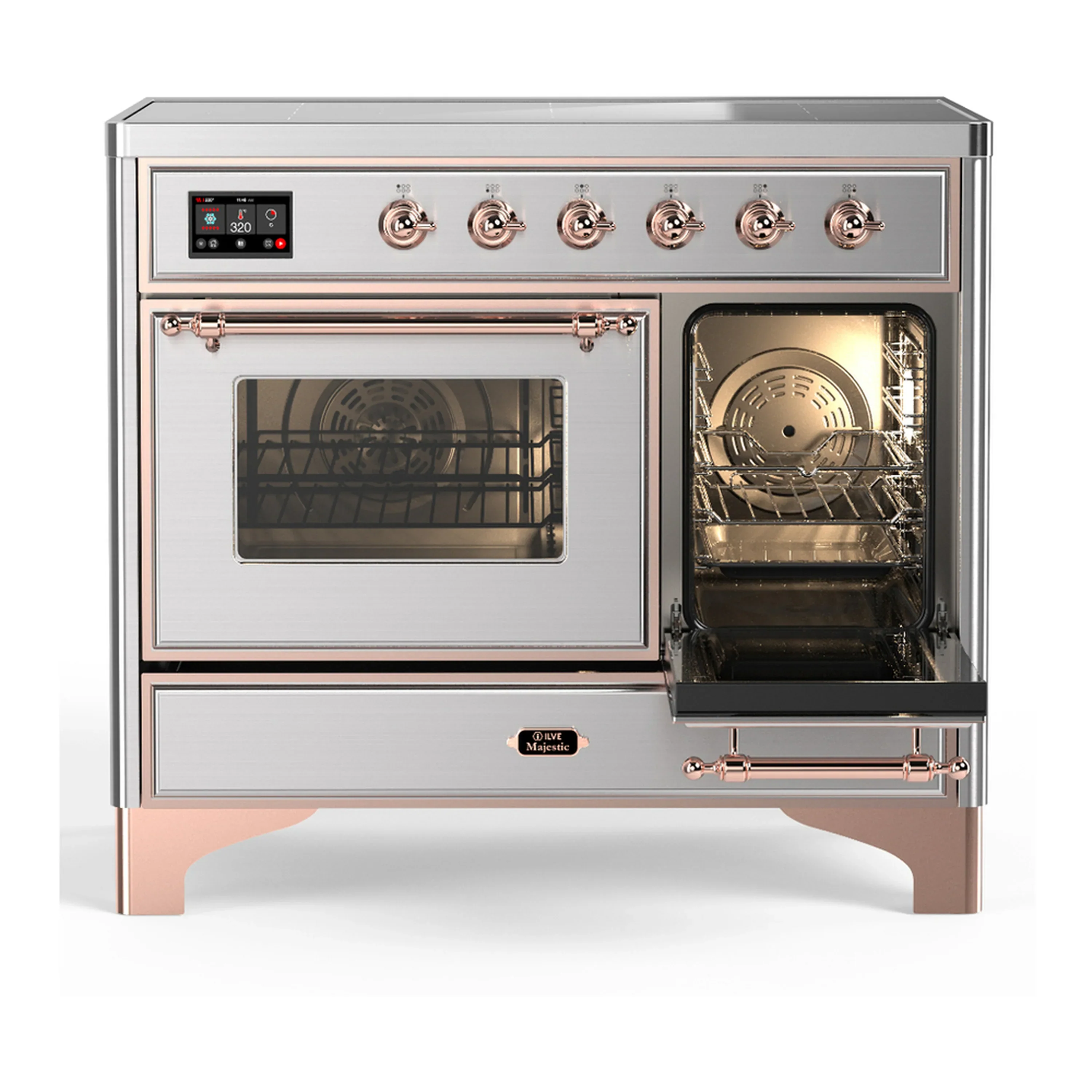 ILVE Majestic III 40-Inch Induction Range with 6 Induction Elements and Triple Glass Door Electric Oven in Stainless Steel with Copper Trim (UMDIB40NR3SSP) - Image 4