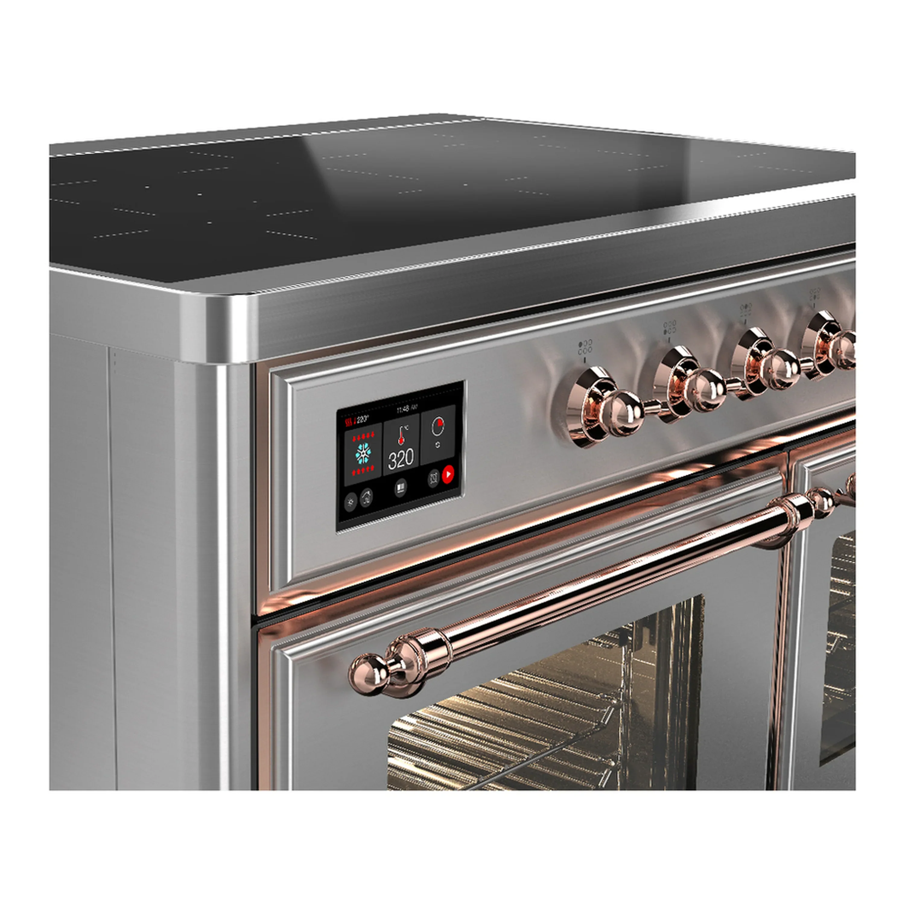 ILVE Majestic III 40-Inch Induction Range with 6 Induction Elements and Triple Glass Door Electric Oven in Stainless Steel with Copper Trim (UMDIB40NR3SSP) - Image 7
