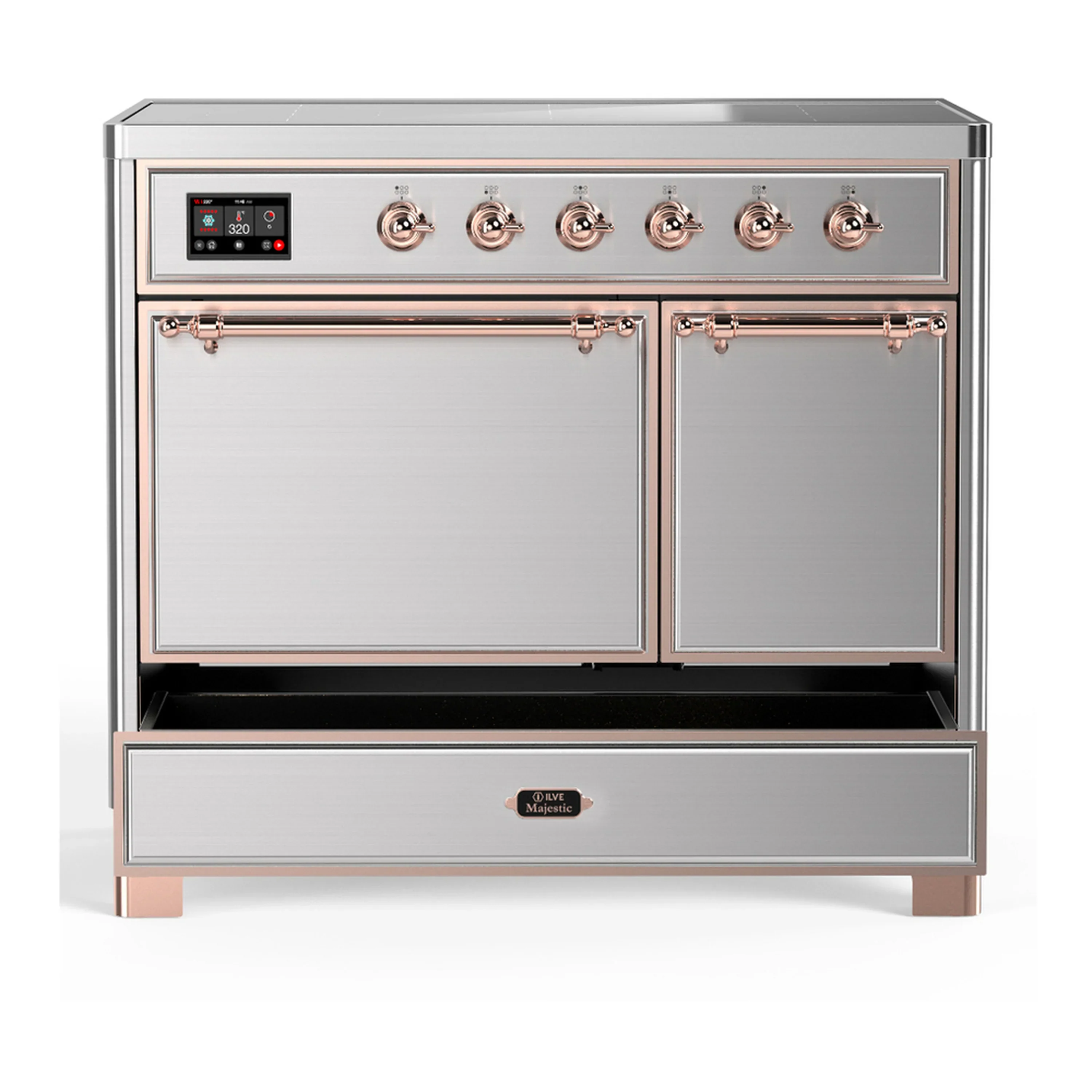 ILVE Majestic III 40-Inch Induction Range with 6 Induction Elements and Solid Door Electric Oven in Stainless Steel with Copper Trim (UMDIB40QNR3SSP) - Image 3