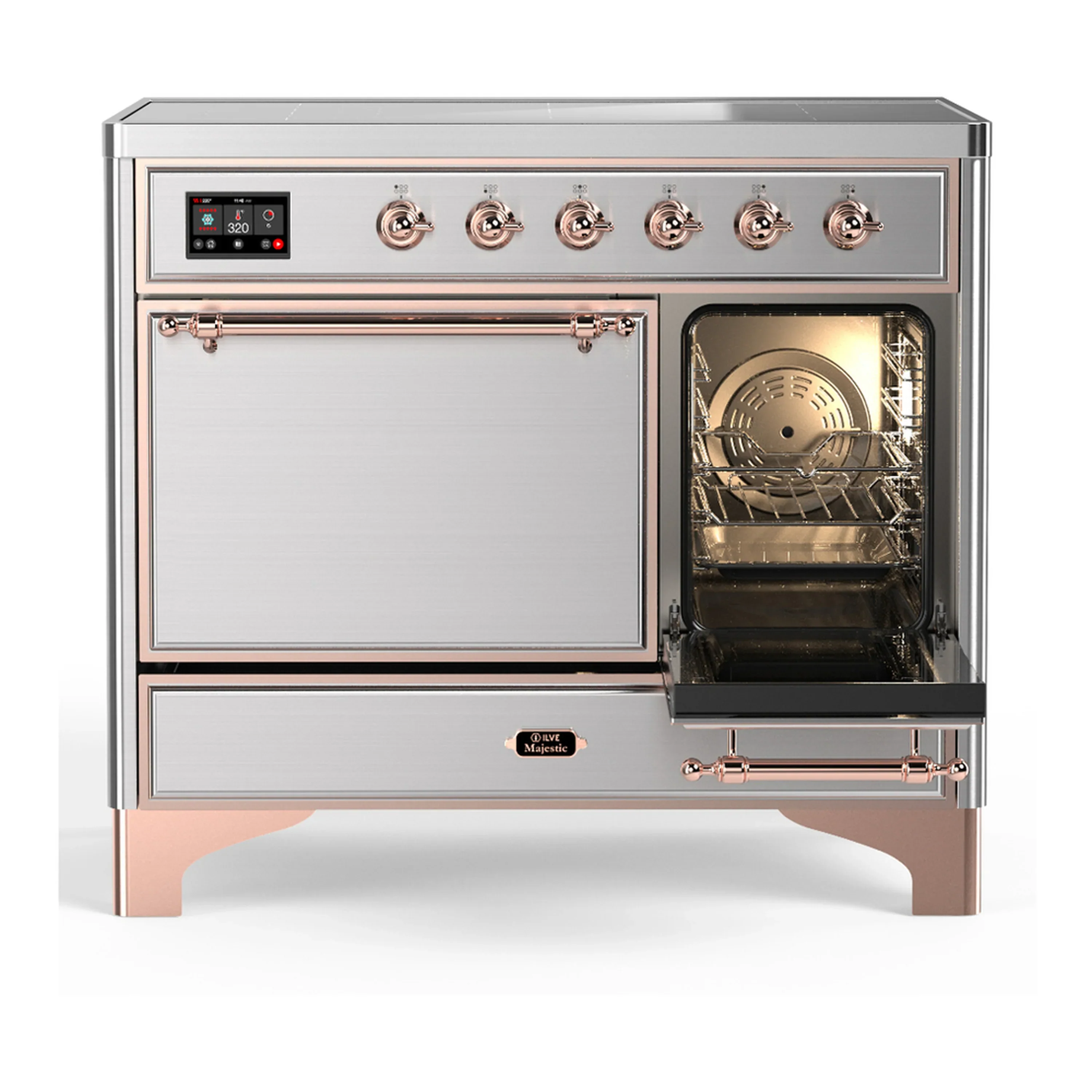 ILVE Majestic III 40-Inch Induction Range with 6 Induction Elements and Solid Door Electric Oven in Stainless Steel with Copper Trim (UMDIB40QNR3SSP) - Image 4