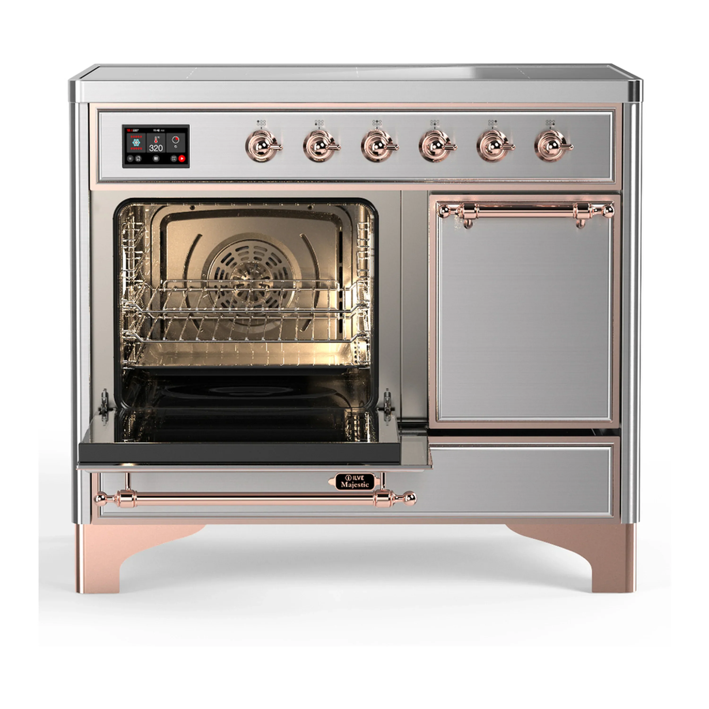 ILVE Majestic III 40-Inch Induction Range with 6 Induction Elements and Solid Door Electric Oven in Stainless Steel with Copper Trim (UMDIB40QNR3SSP) - Image 5