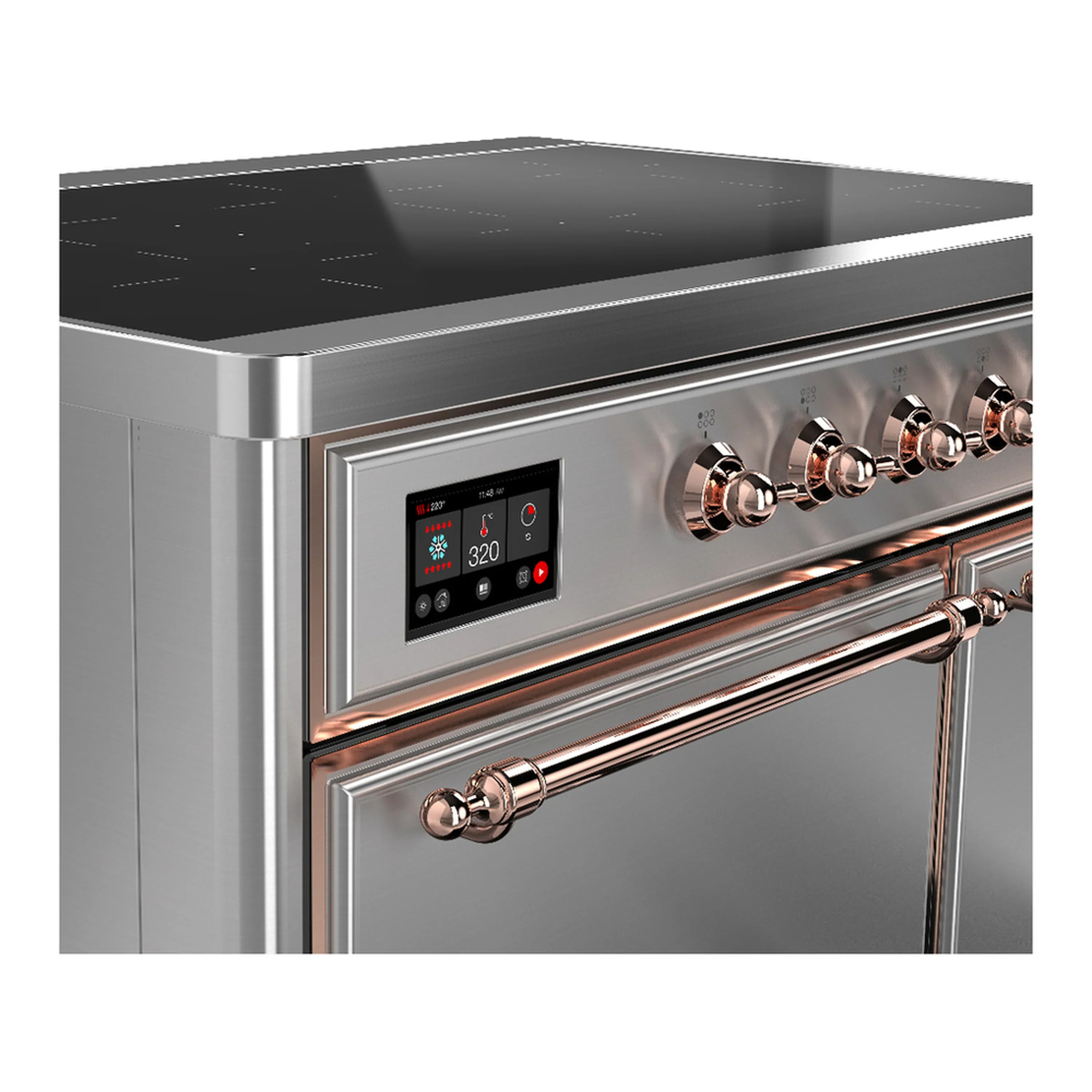 ILVE Majestic III 40-Inch Induction Range with 6 Induction Elements and Solid Door Electric Oven in Stainless Steel with Copper Trim (UMDIB40QNR3SSP) - Image 7