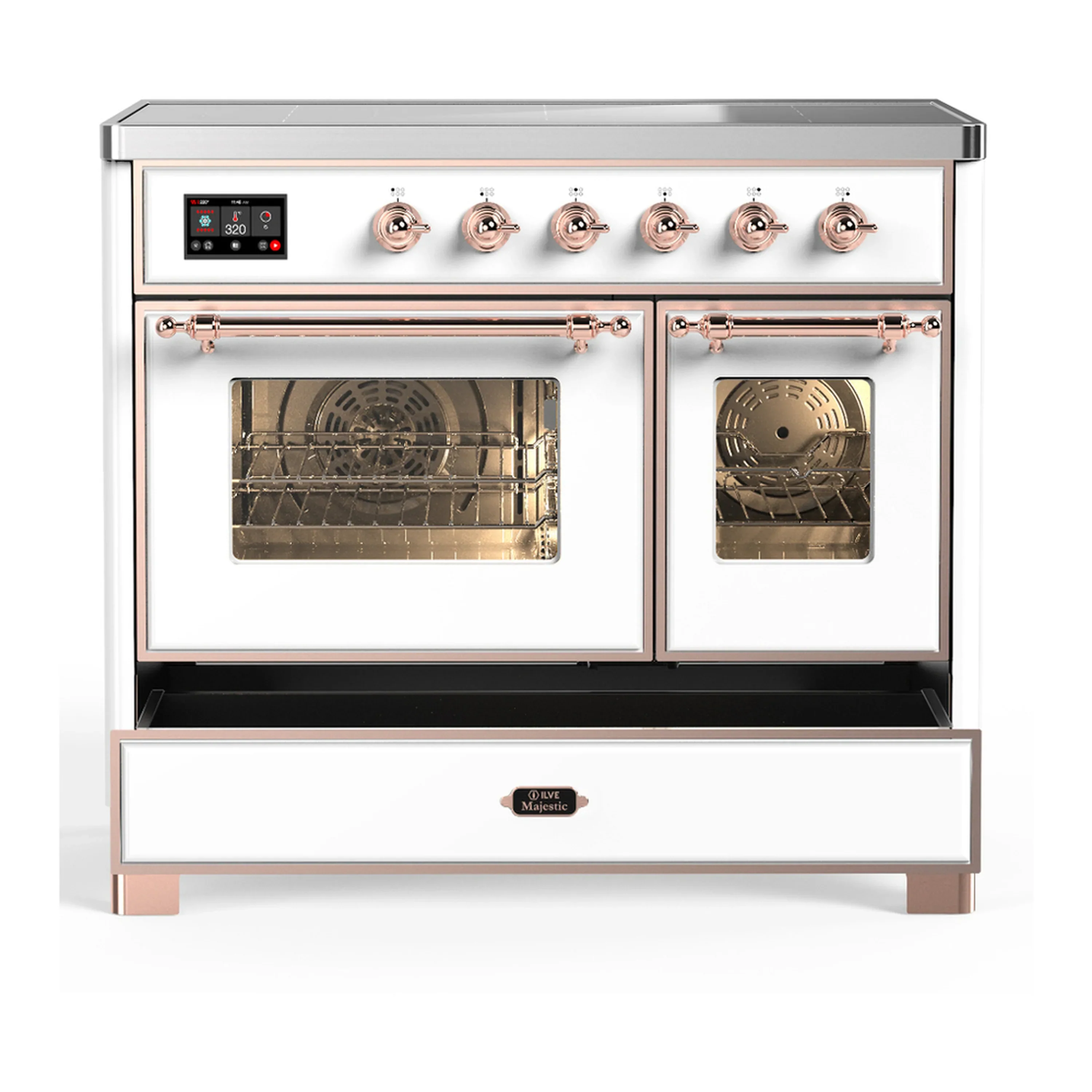 ILVE Majestic III 40-Inch Induction Range with 6 Induction Elements and Triple Glass Door Electric Oven in White with Copper Trim (UMDIB40NR3WHP) - Image 3