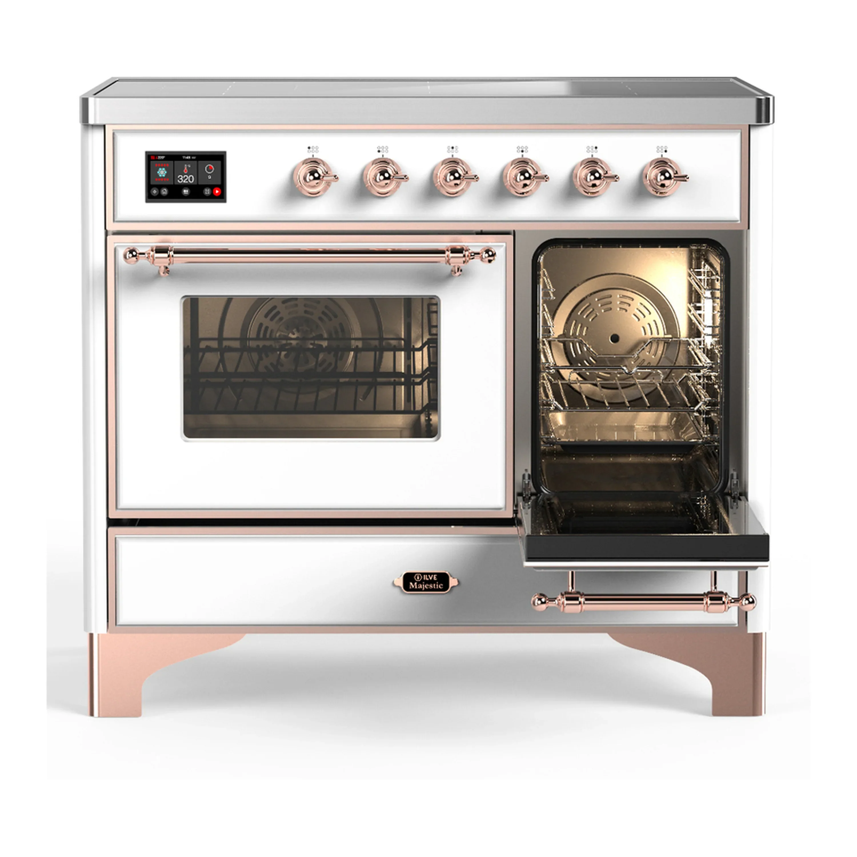 ILVE Majestic III 40-Inch Induction Range with 6 Induction Elements and Triple Glass Door Electric Oven in White with Copper Trim (UMDIB40NR3WHP) - Image 4