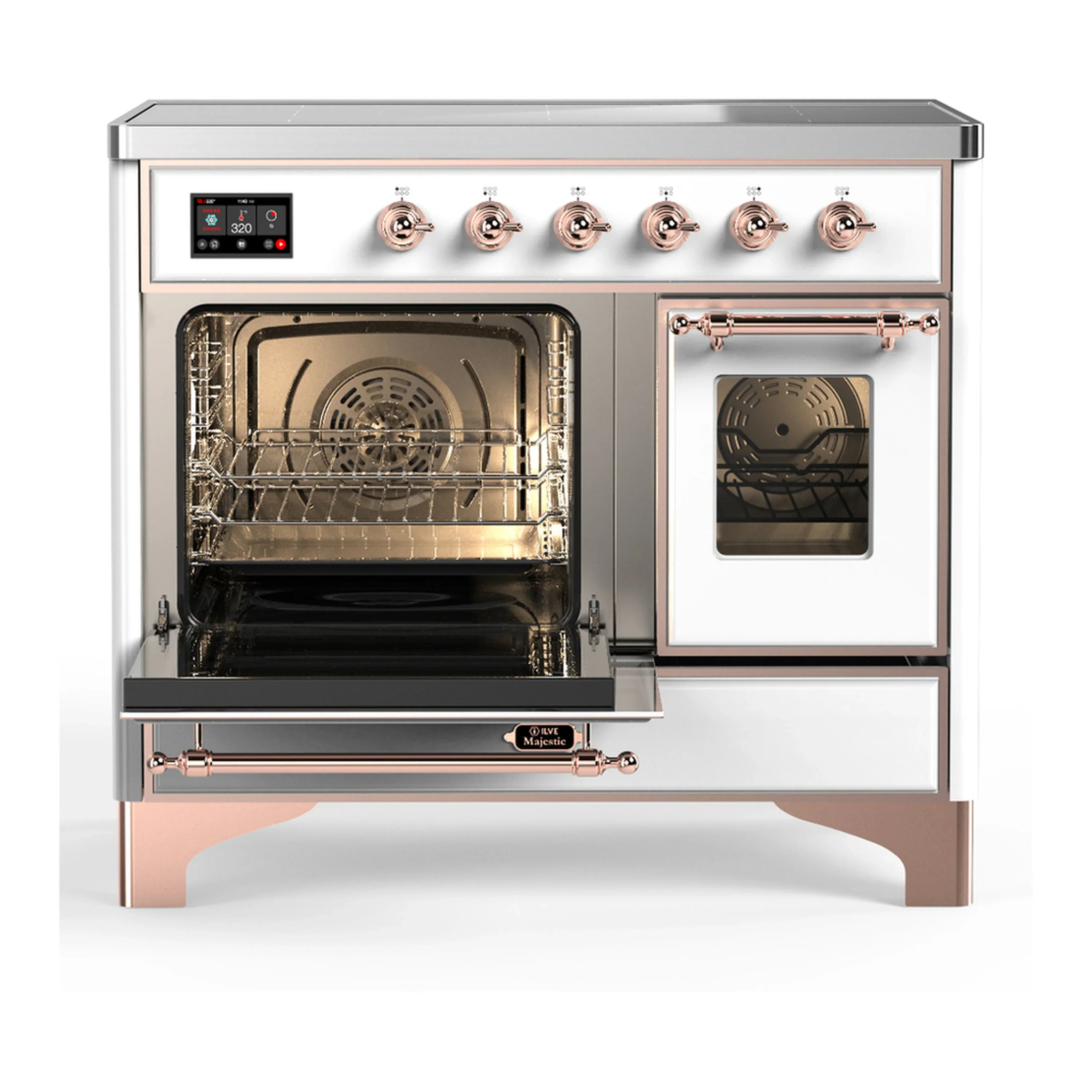 ILVE Majestic III 40-Inch Induction Range with 6 Induction Elements and Triple Glass Door Electric Oven in White with Copper Trim (UMDIB40NR3WHP) - Image 5