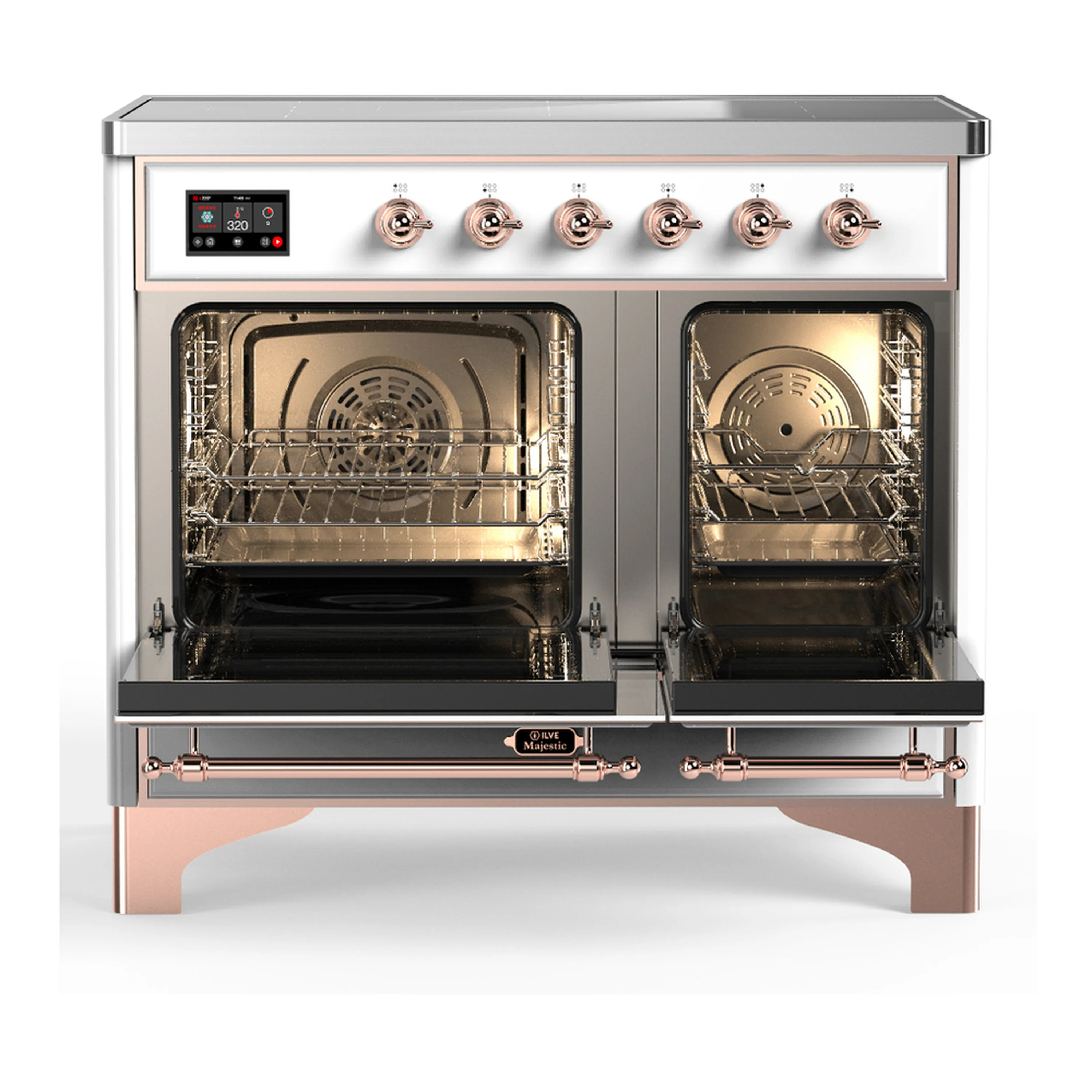 ILVE Majestic III 40-Inch Induction Range with 6 Induction Elements and Triple Glass Door Electric Oven in White with Copper Trim (UMDIB40NR3WHP) - Image 6