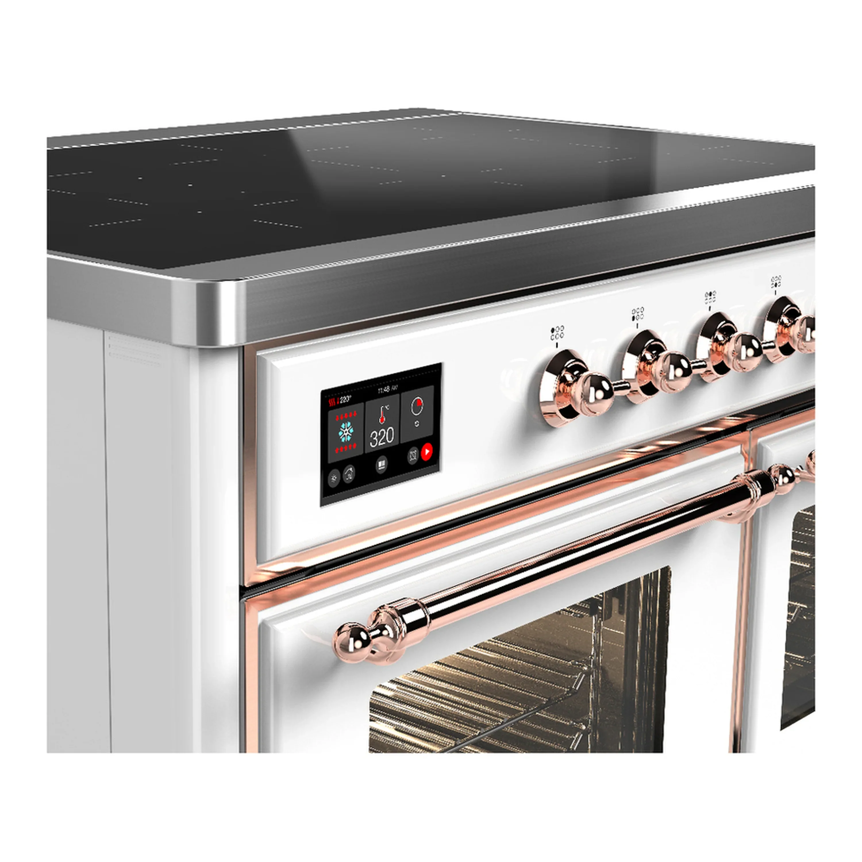 ILVE Majestic III 40-Inch Induction Range with 6 Induction Elements and Triple Glass Door Electric Oven in White with Copper Trim (UMDIB40NR3WHP) - Image 7