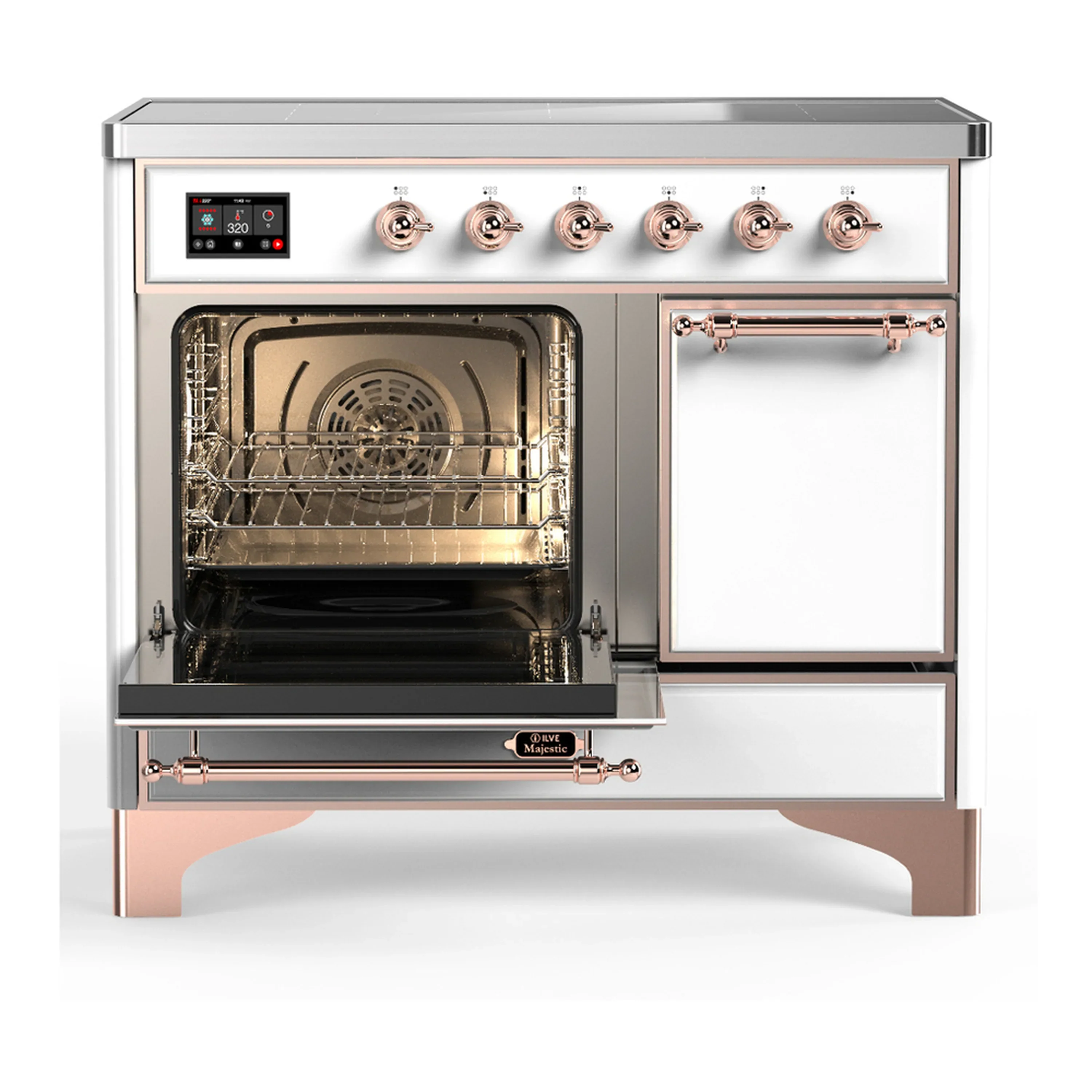 ILVE Majestic III 40-Inch Induction Range with 6 Induction Elements and Solid Door Electric Oven in White with Copper Trim (UMDIB40QNR3WHP) - Image 5
