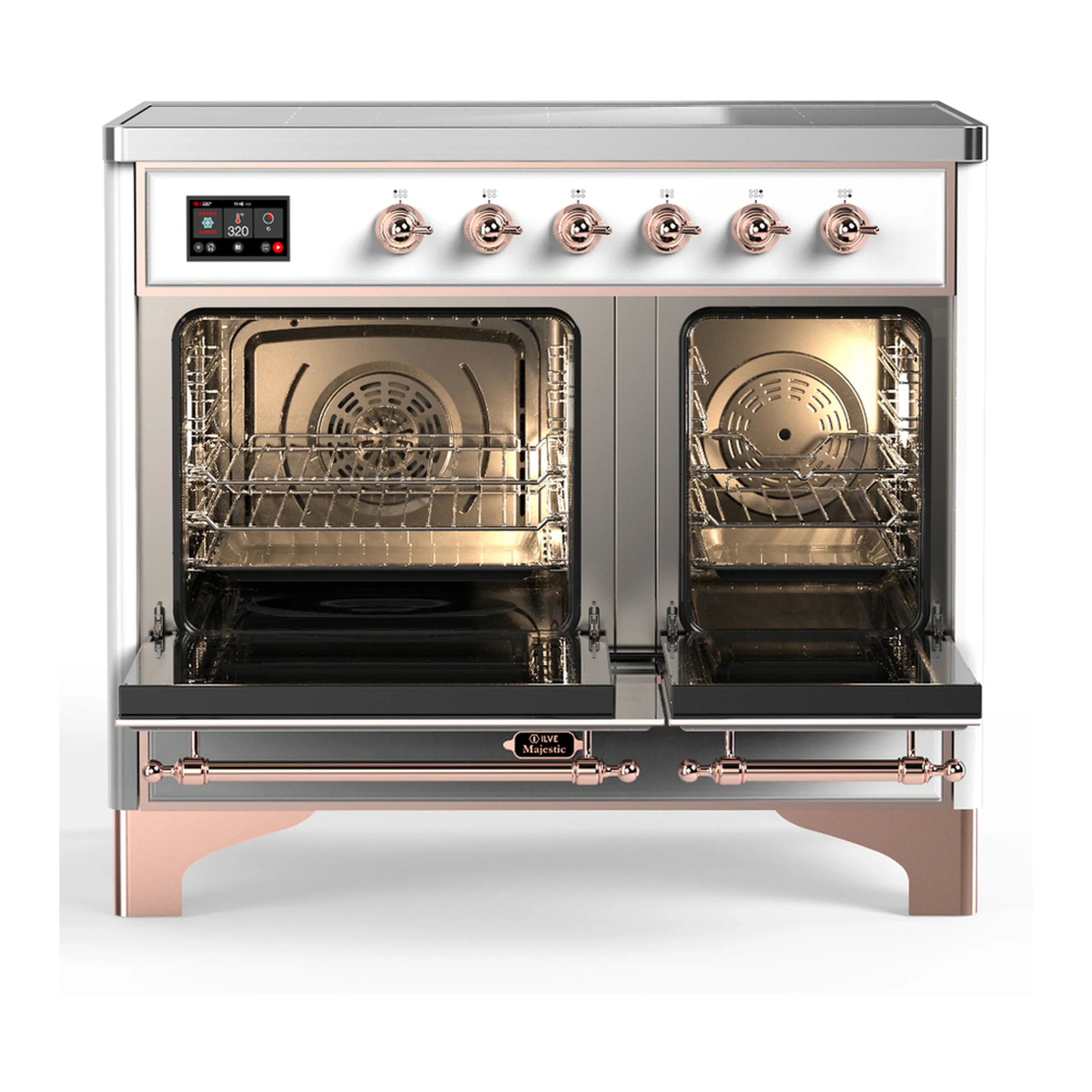 ILVE Majestic III 40-Inch Induction Range with 6 Induction Elements and Solid Door Electric Oven in White with Copper Trim (UMDIB40QNR3WHP) - Image 6