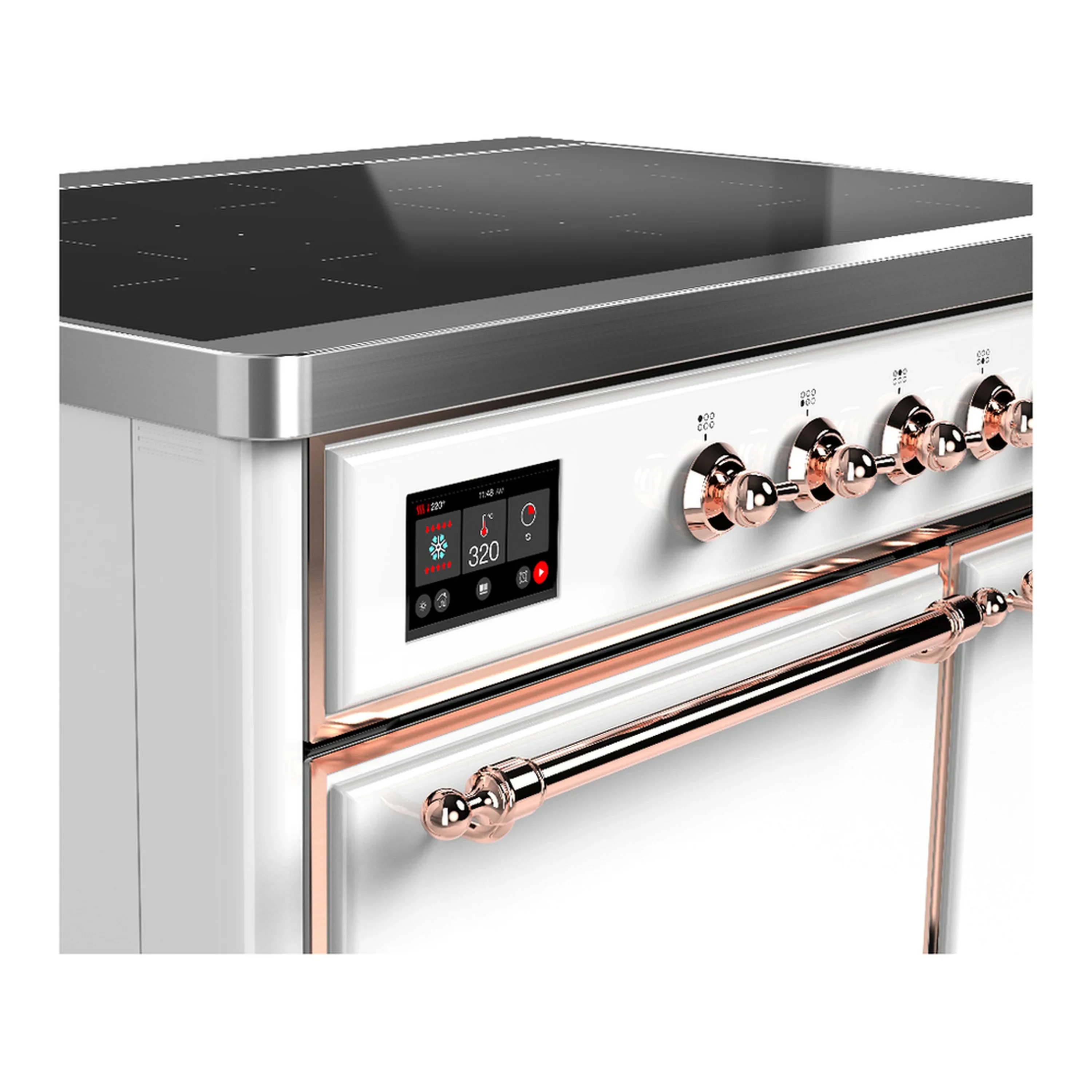 ILVE Majestic III 40-Inch Induction Range with 6 Induction Elements and Solid Door Electric Oven in White with Copper Trim (UMDIB40QNR3WHP) - Image 7