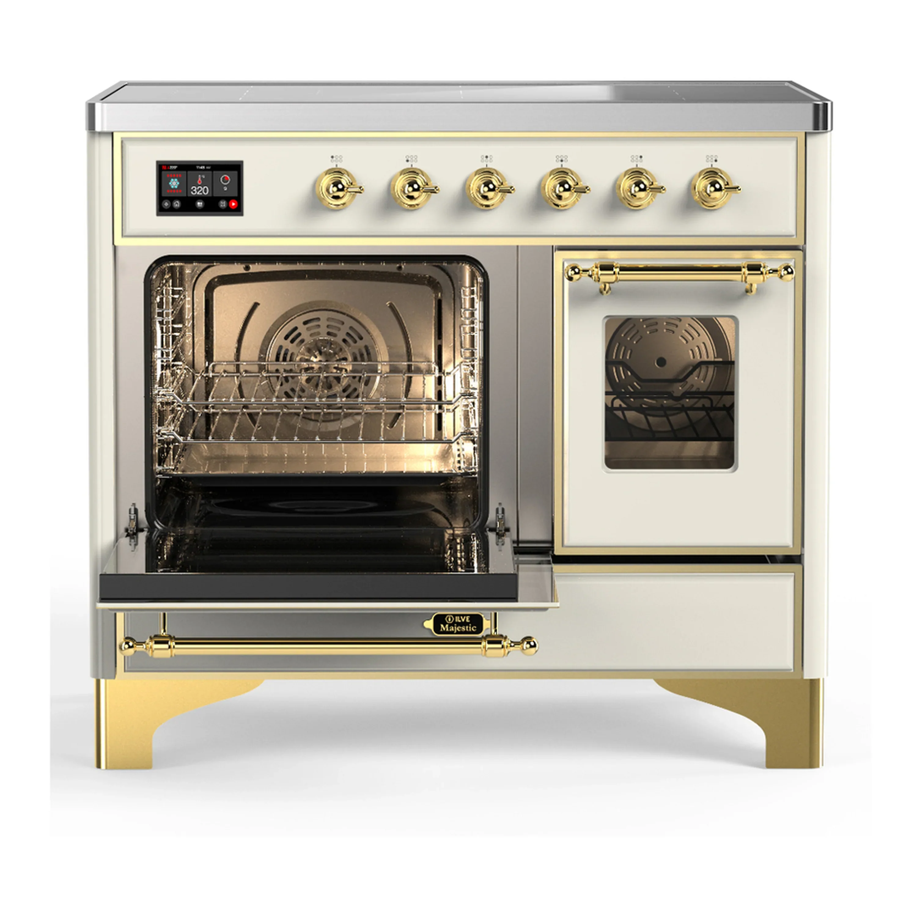 ILVE Majestic III 40-Inch Induction Range with 6 Induction Elements and Triple Glass Door Electric Oven in Antique White with Brass Trim (UMDIB40NR3AWG) - Image 5
