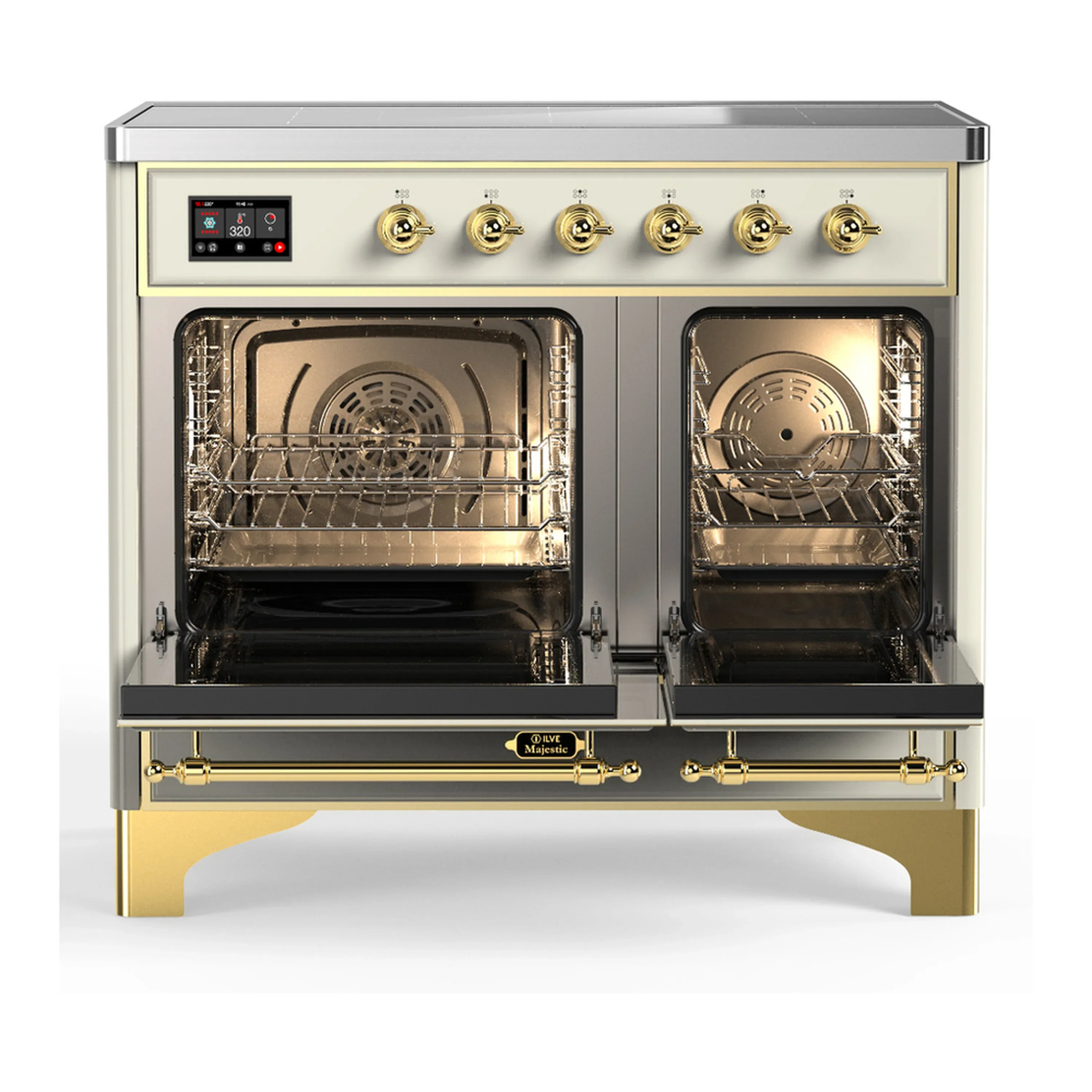ILVE Majestic III 40-Inch Induction Range with 6 Induction Elements and Triple Glass Door Electric Oven in Antique White with Brass Trim (UMDIB40NR3AWG) - Image 6