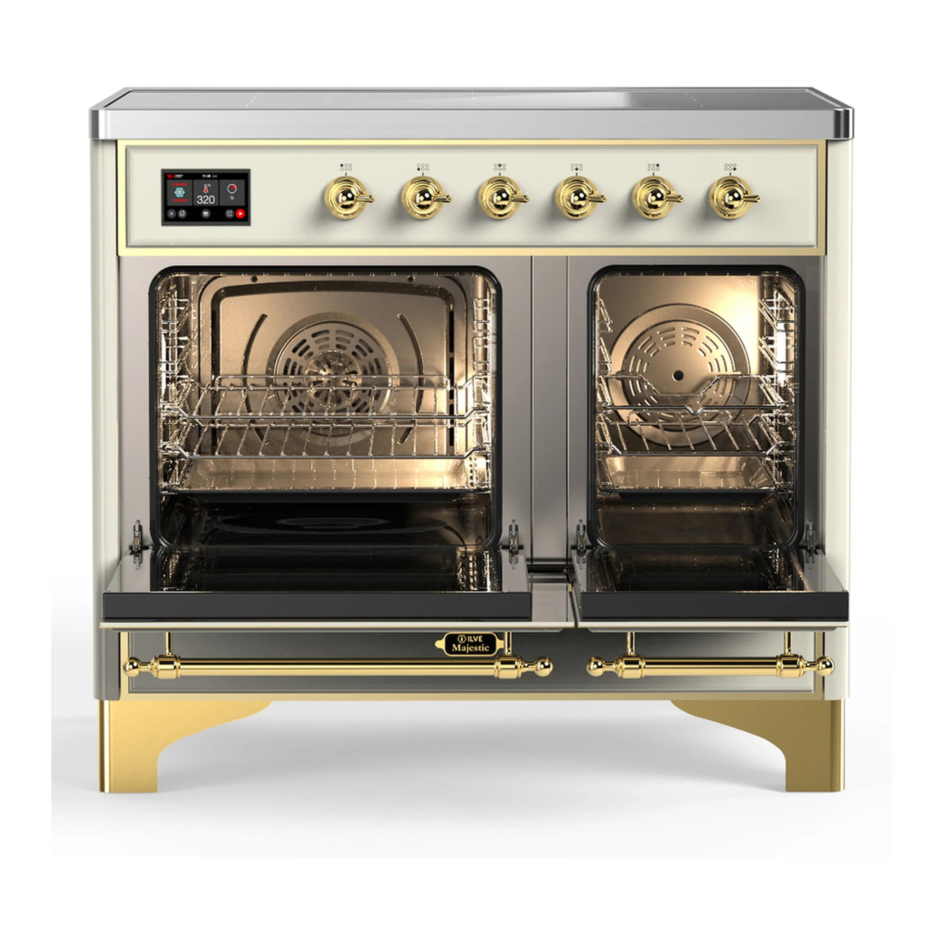 ILVE Majestic III 40-Inch Induction Range with 6 Induction Elements and Solid Door Electric Oven in Antique White with Brass Trim (UMDIB40QNR3AWG) - Image 6