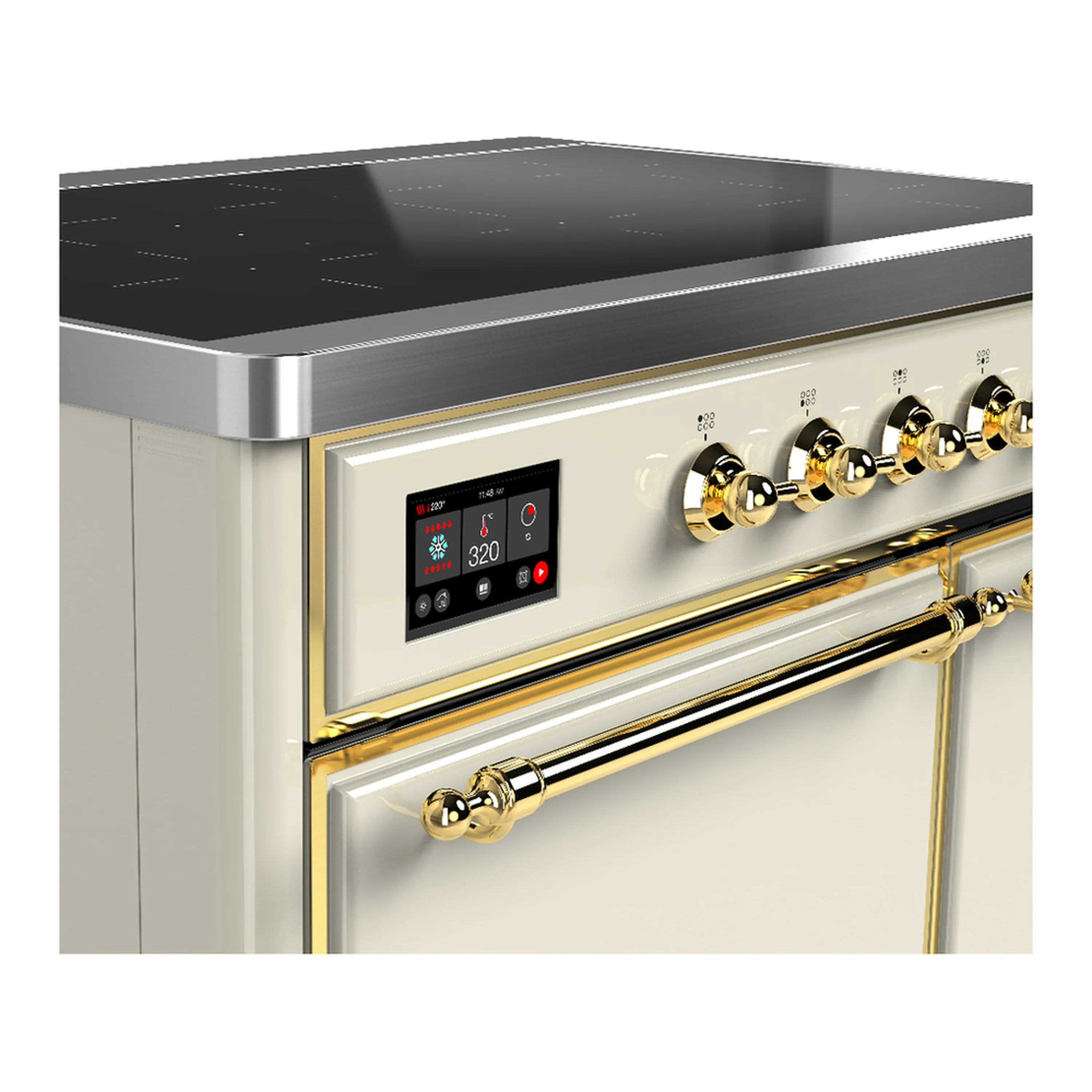 ILVE Majestic III 40-Inch Induction Range with 6 Induction Elements and Solid Door Electric Oven in Antique White with Brass Trim (UMDIB40QNR3AWG) - Image 7